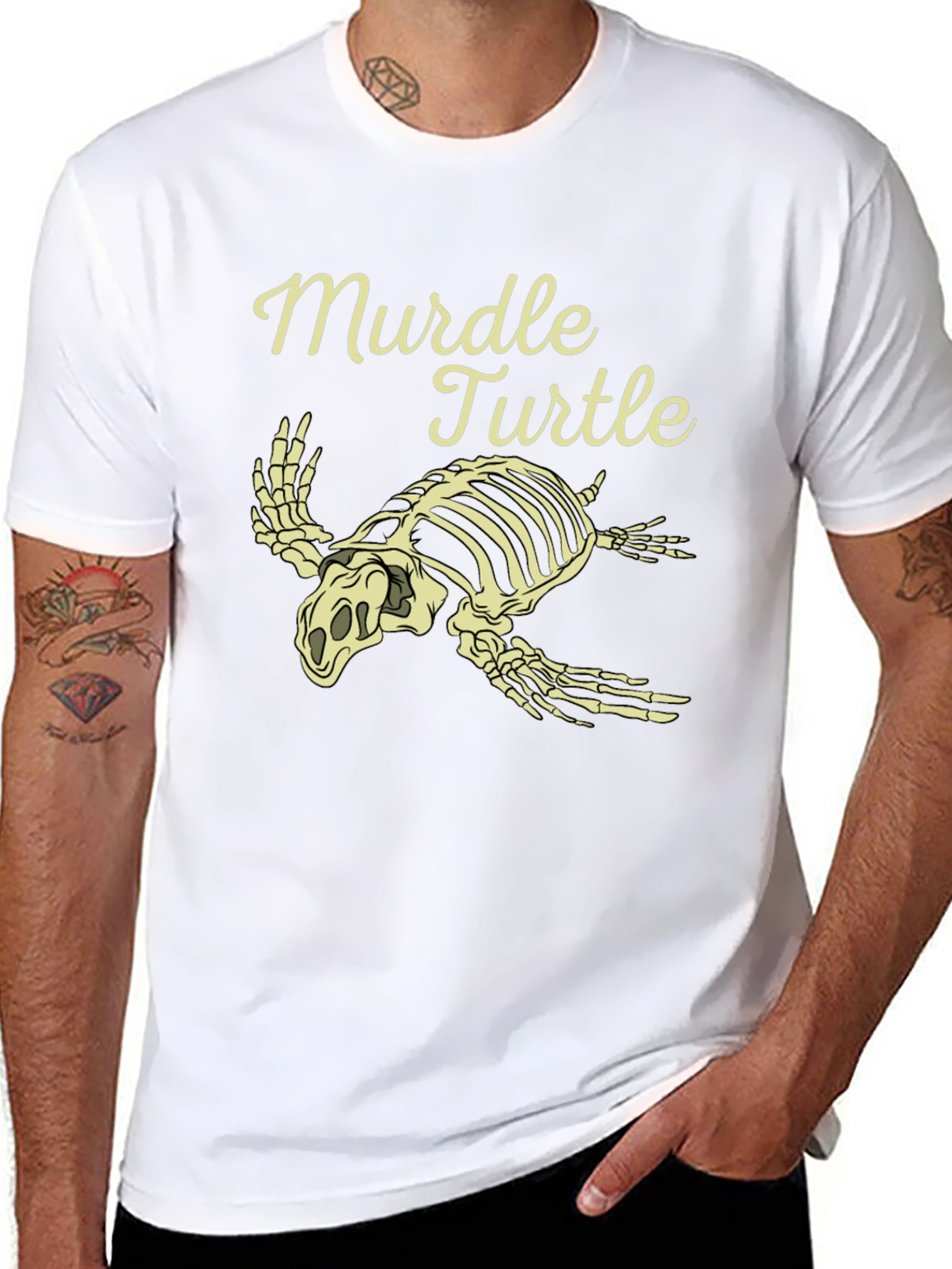 Black Murdel Turtle Skeleton Graphic Tee view 8