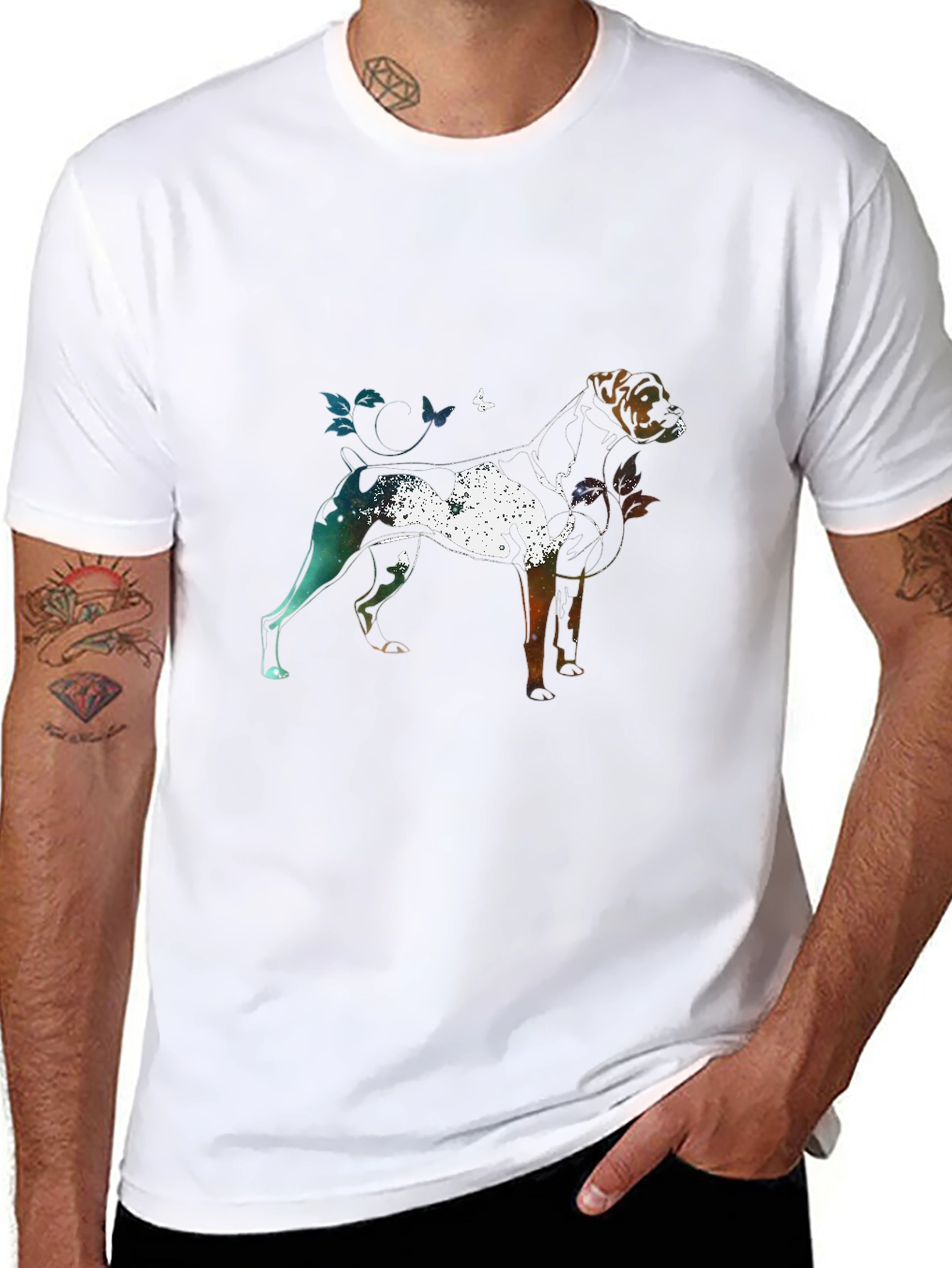 Black Dog Silhouette Art Graphic T-Shirt view 8