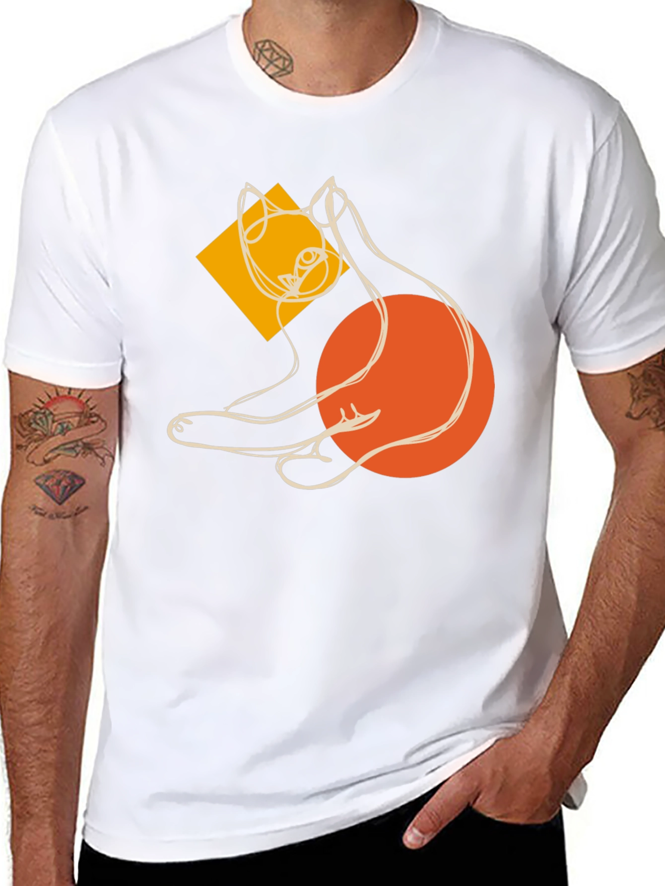 Black Abstract Cat Graphic T-Shirt - Stylish Modern Tee view 8