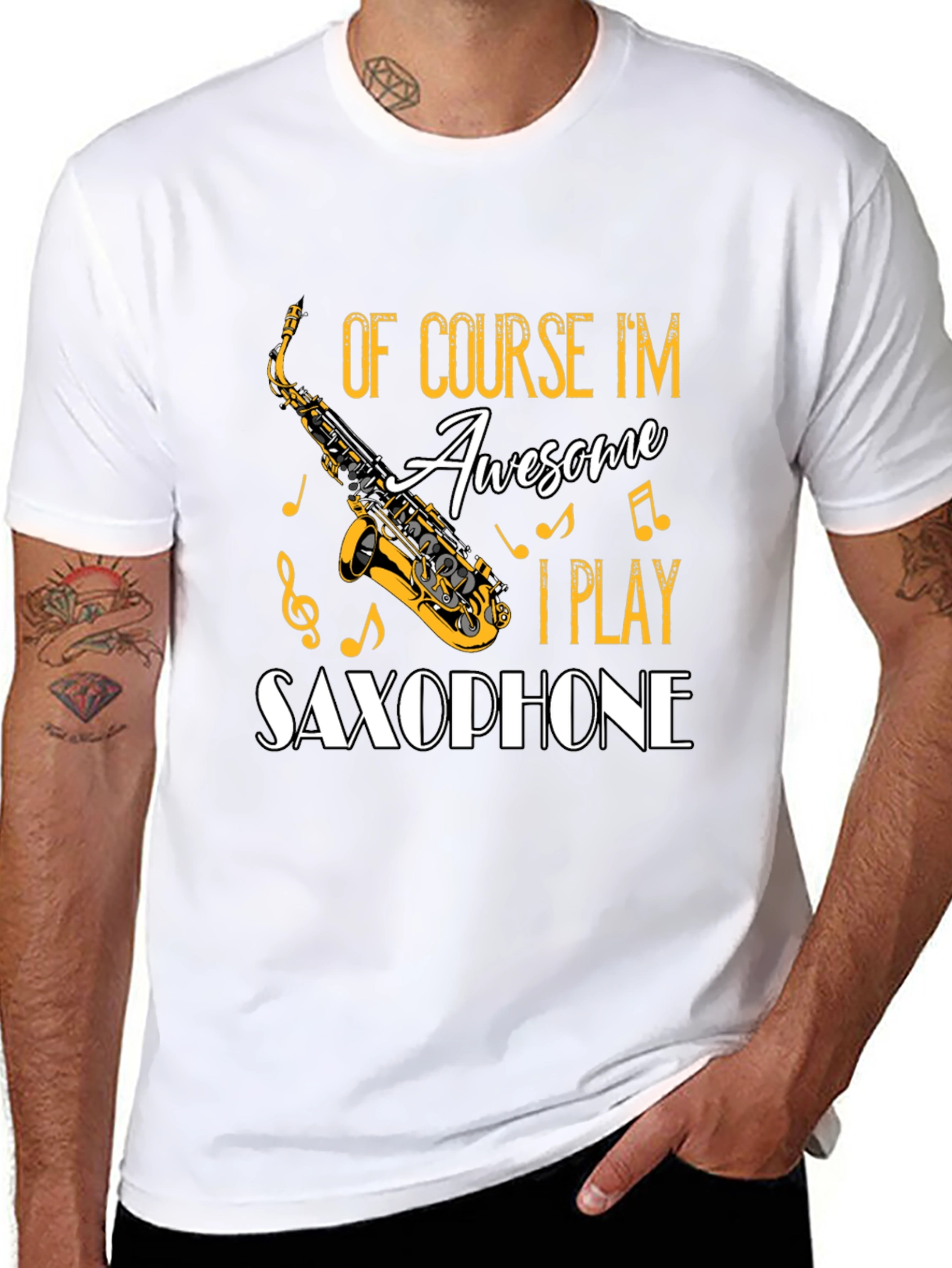 Black Saxophone Player Graphic T-Shirt - Awesome Musician Tee view 8