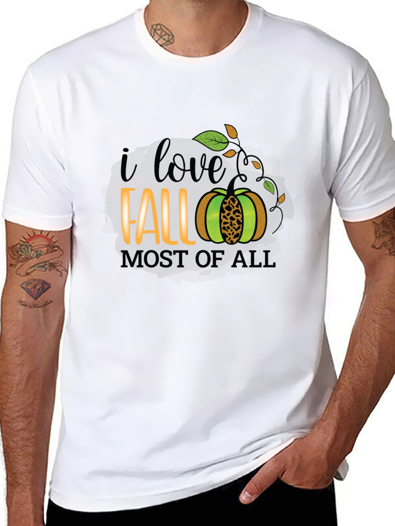 Black I Love Fall Most of All T-Shirt - Autumn Graphic Tee view 8