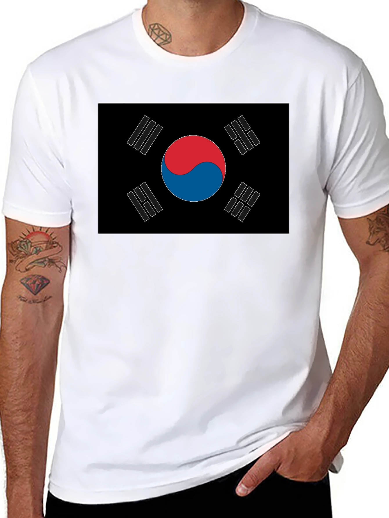 Black South Korea Flag Graphic T-Shirt view 8