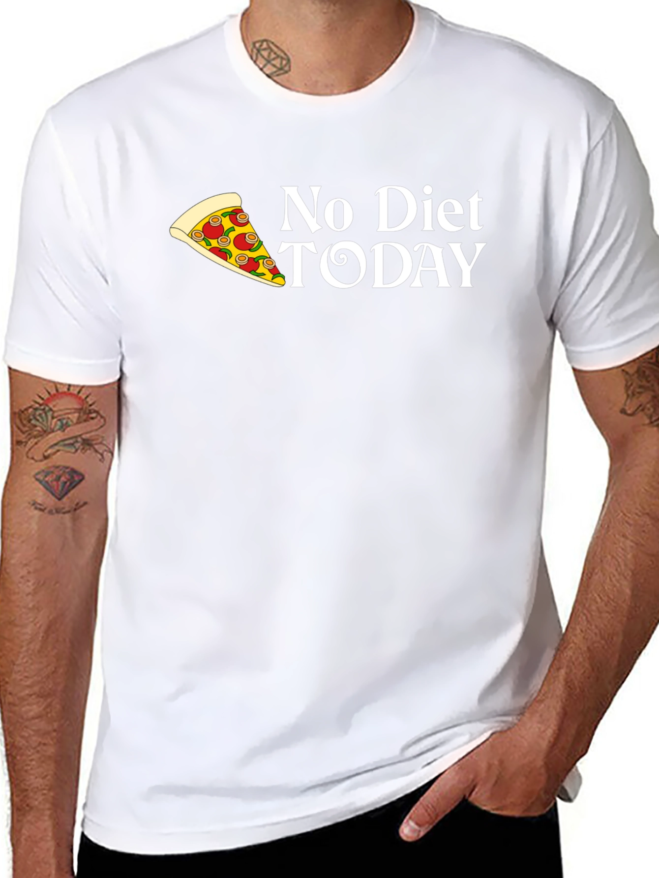 Black No Diet Today Pizza Graphic Tee view 8