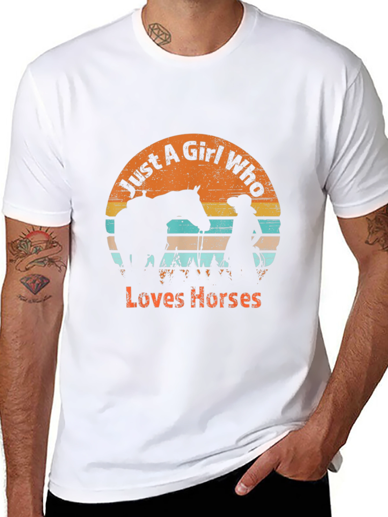 Black Just A Girl Who Loves Horses Graphic T-Shirt view 8