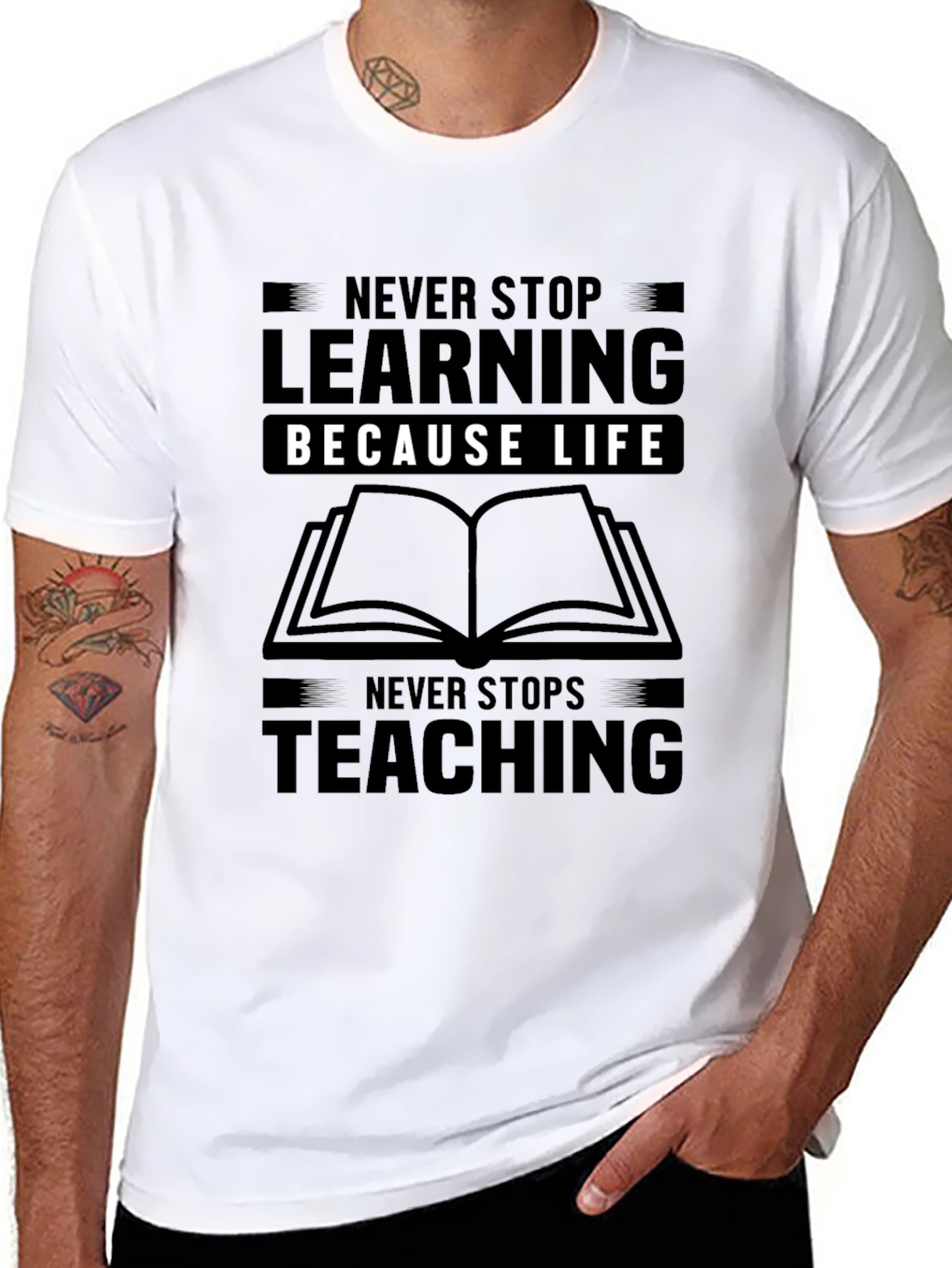 Black Never Stop Learning Graphic Tee view 8