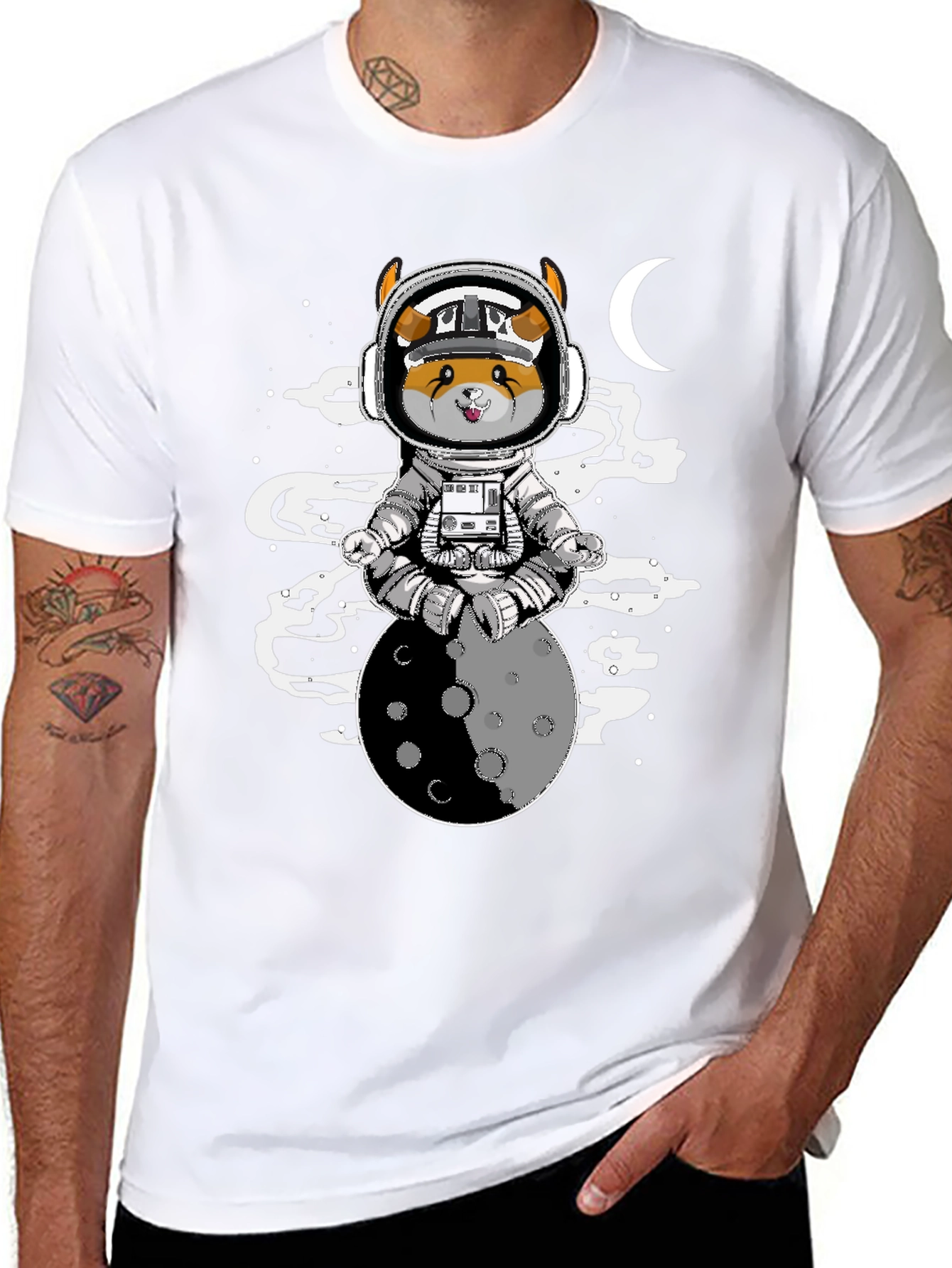Black Astronaut Dog on the Moon T-Shirt view 8