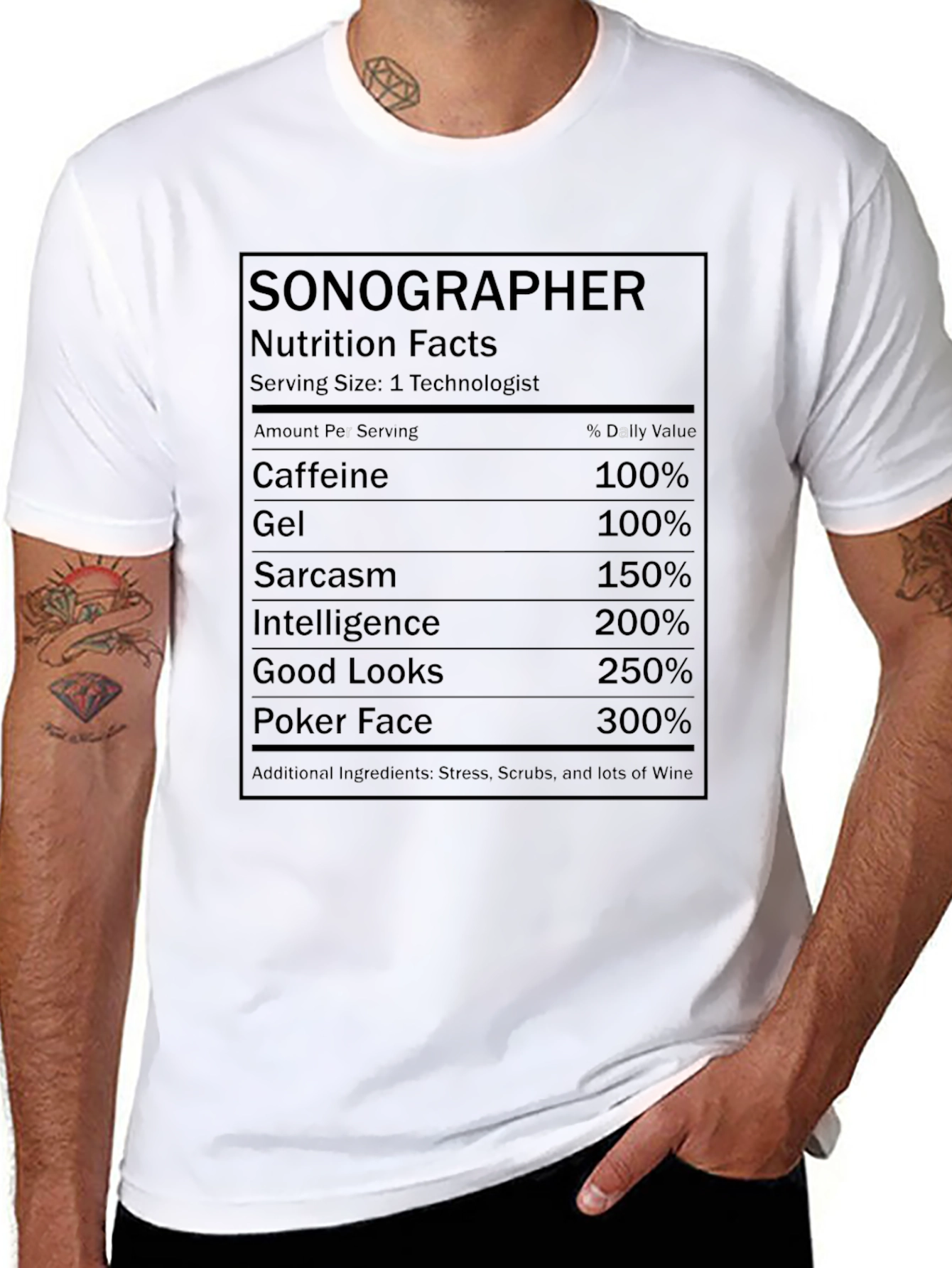 Black Sonographer Nutrition Facts T-Shirt view 8