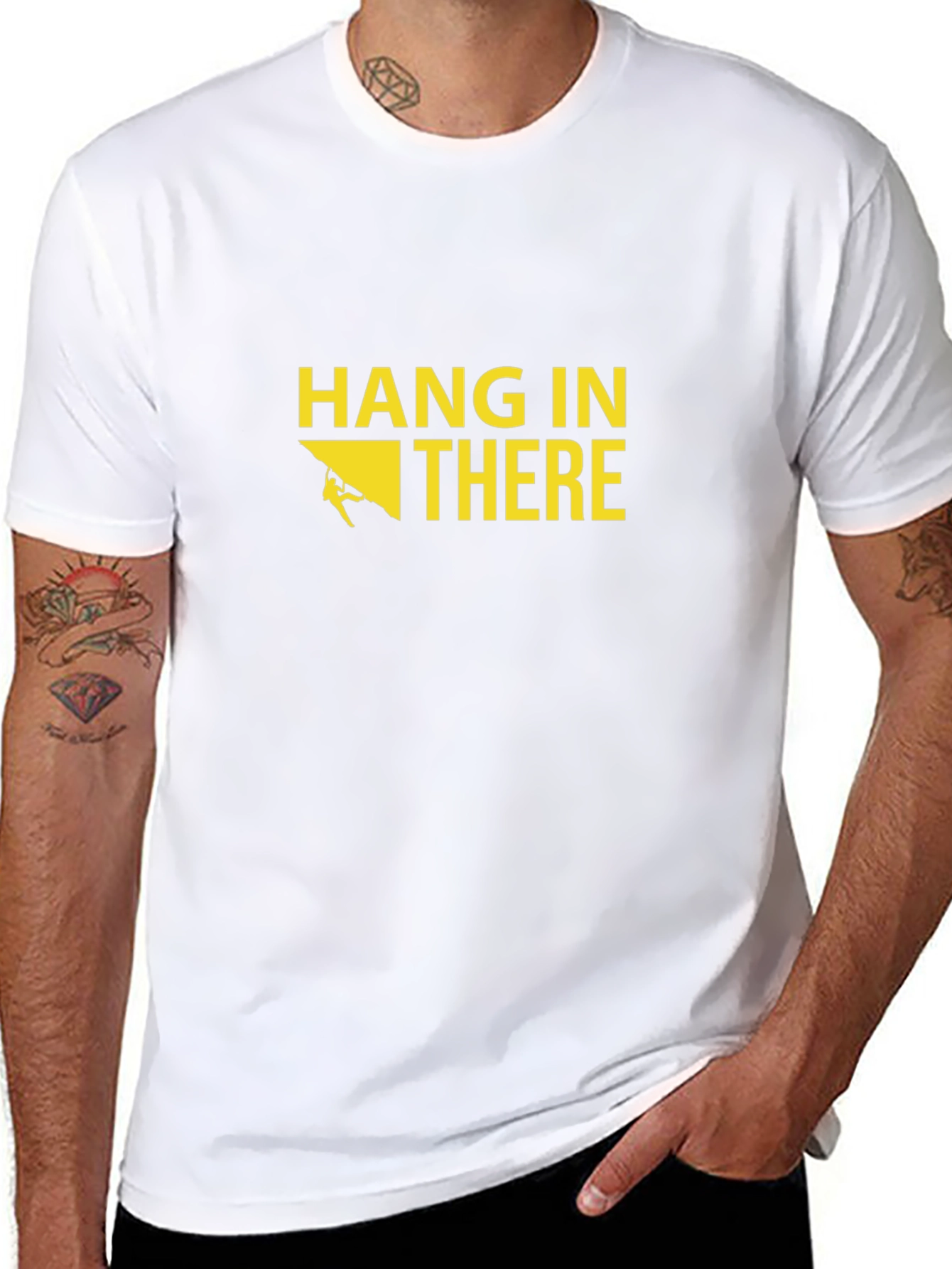 Black Hang In There Graphic Tee - Rock Climbing Design view 8