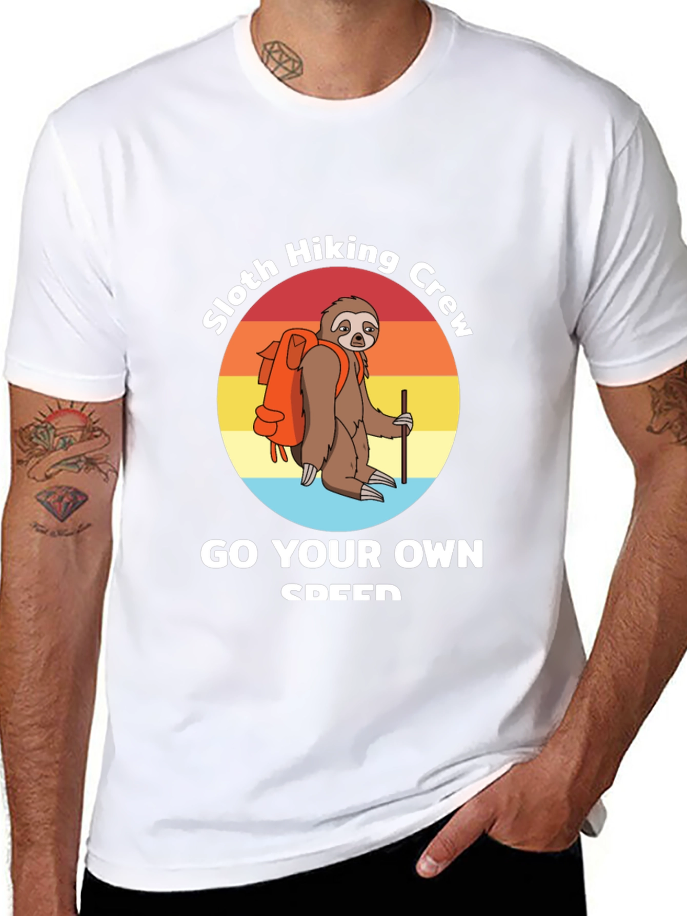 Black Sloth Hiking Crew T-Shirt: Go Your Own Speed! view 8