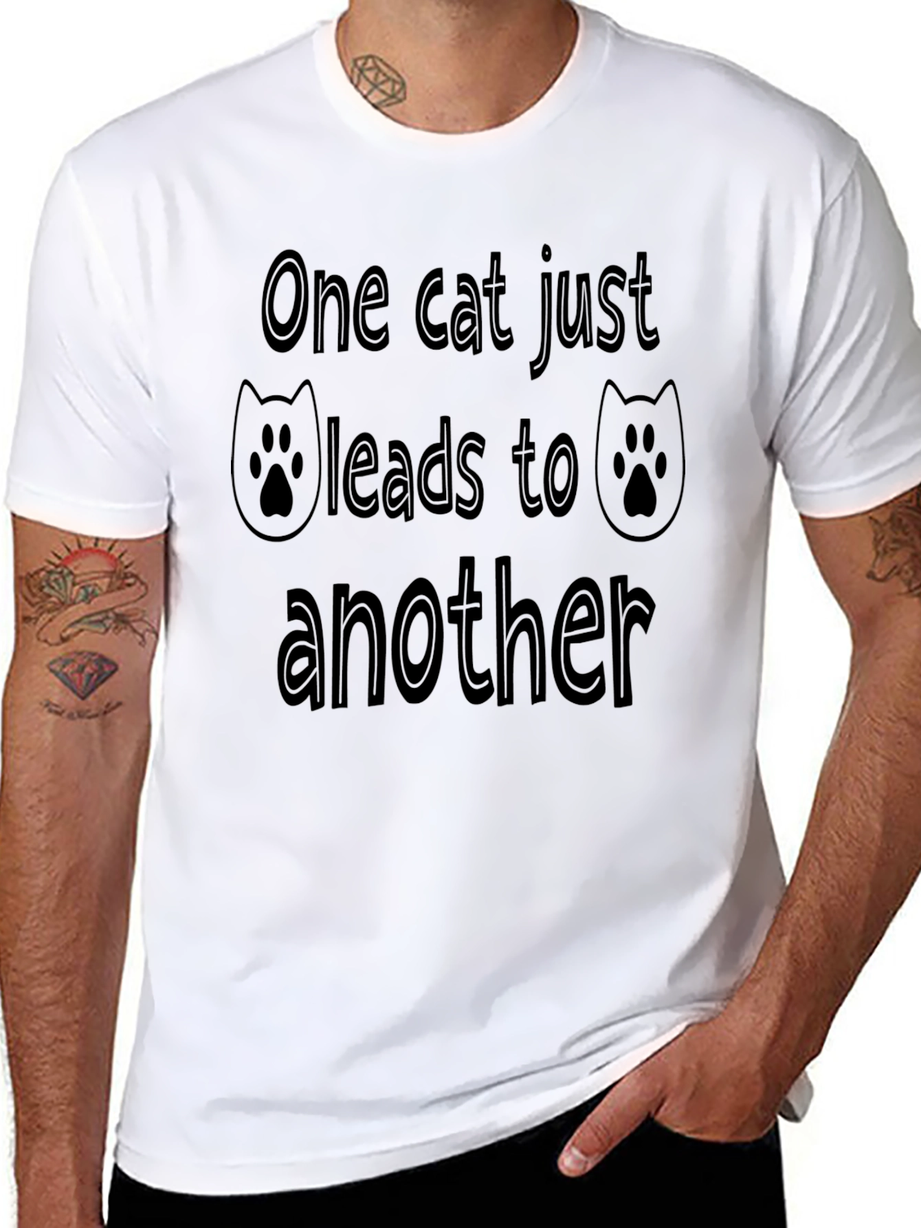 Black One Cat Leads to Another - Novelty Graphic Tee view 8