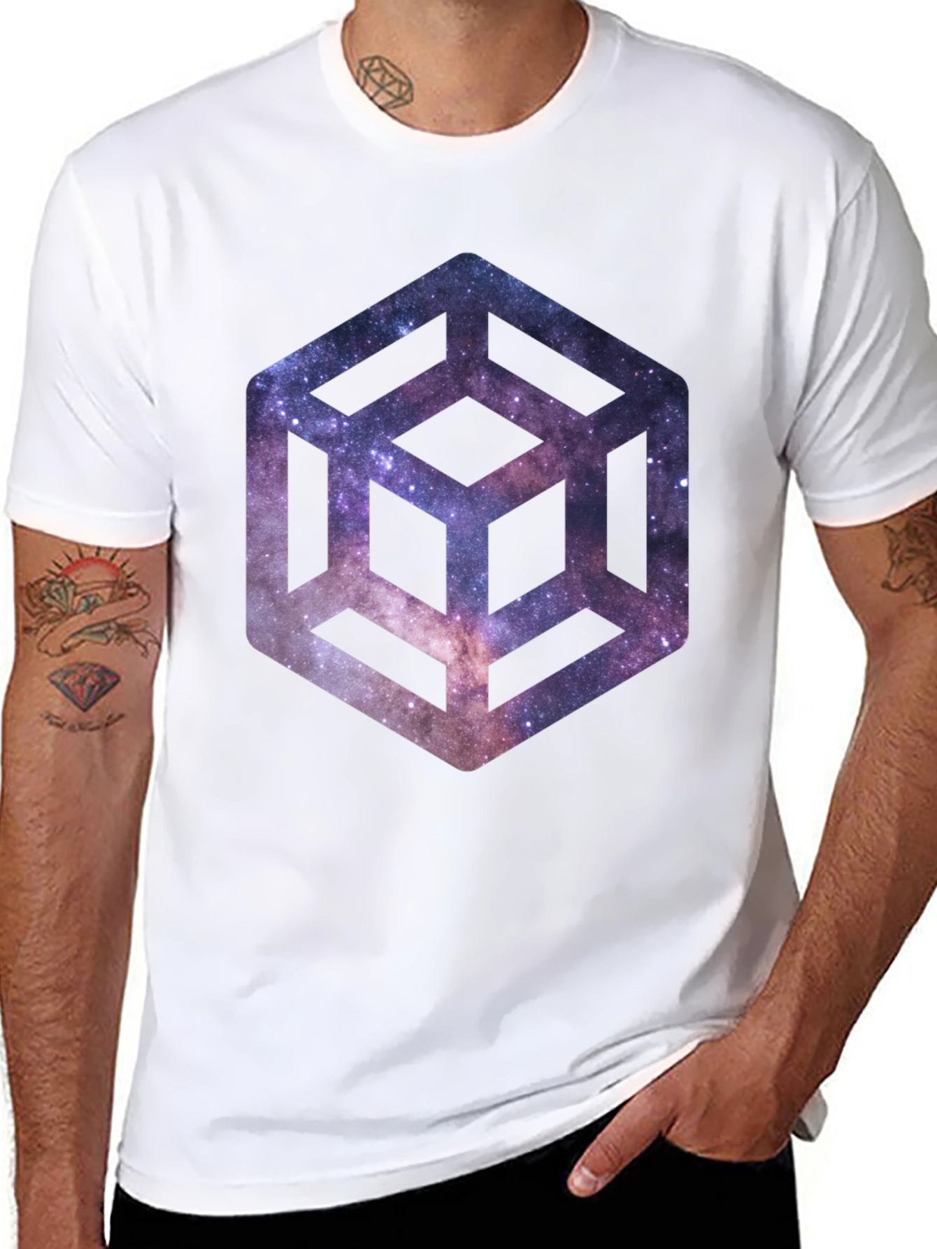 Black Galaxy Cube Black T-Shirt view 8