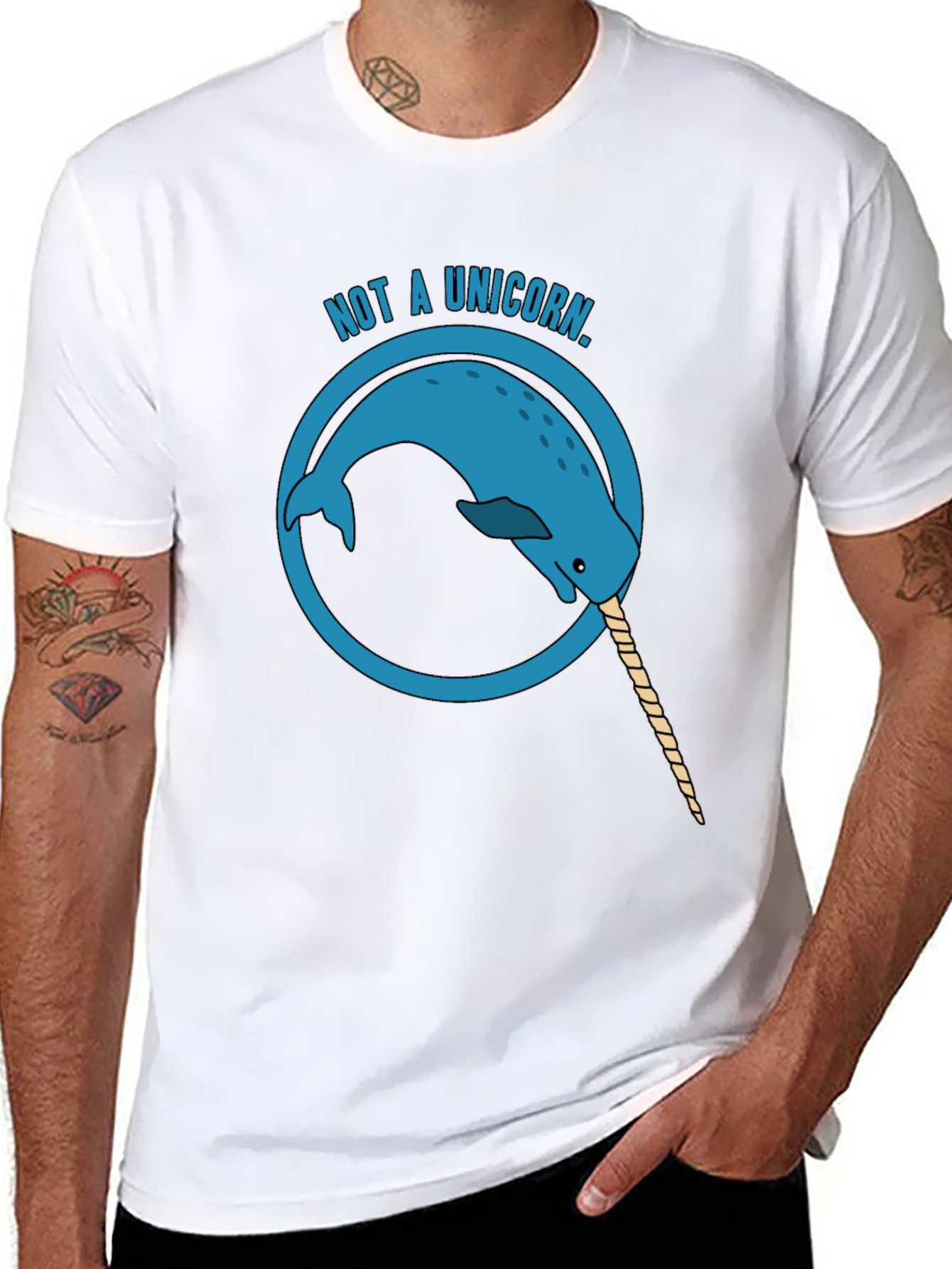 Black Not a Unicorn - Narwhal Graphic Tee - Men's Black T-Shirt view 8