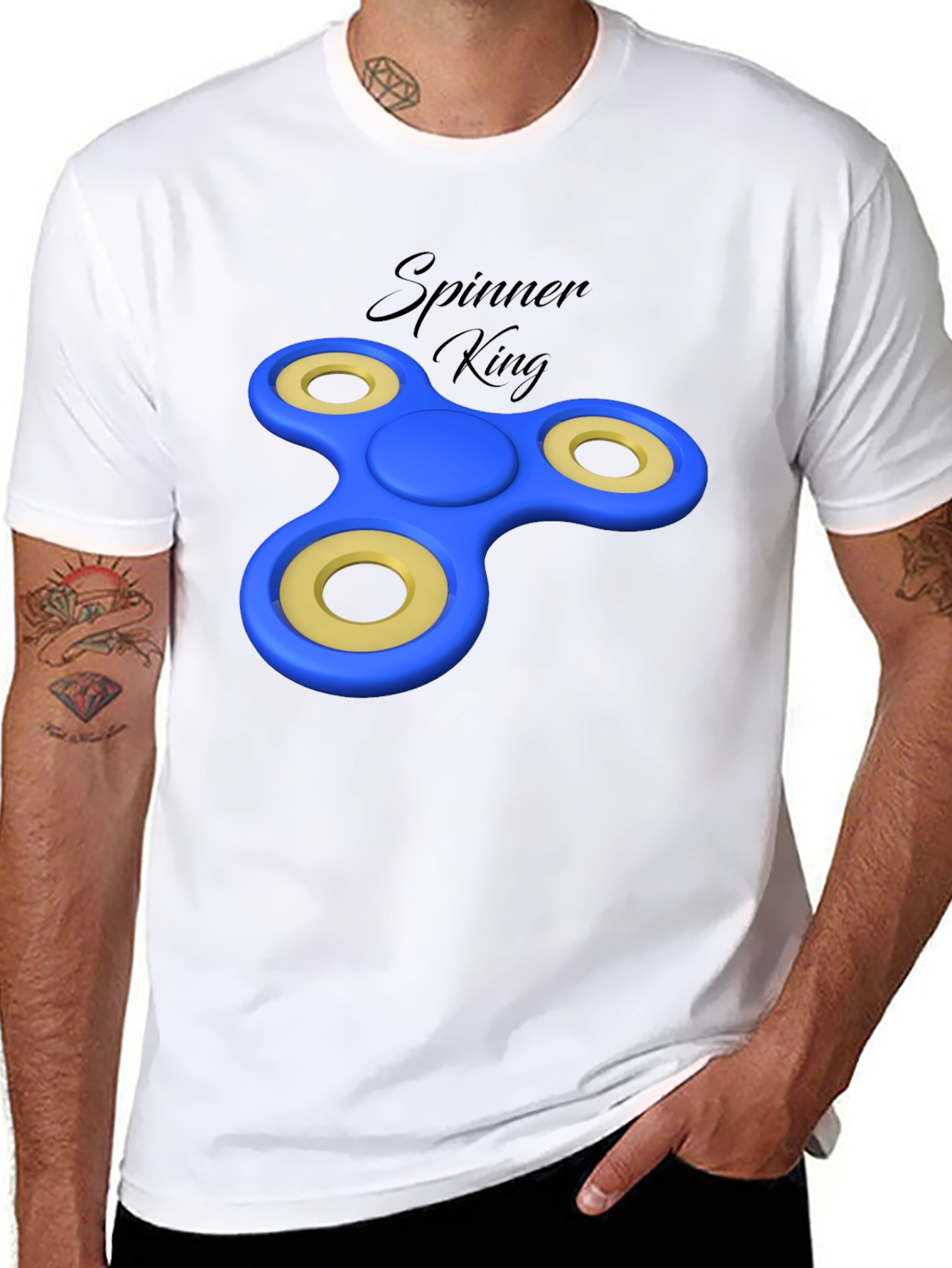 Spinner King Black Graphic Tee - Fun Design - 8