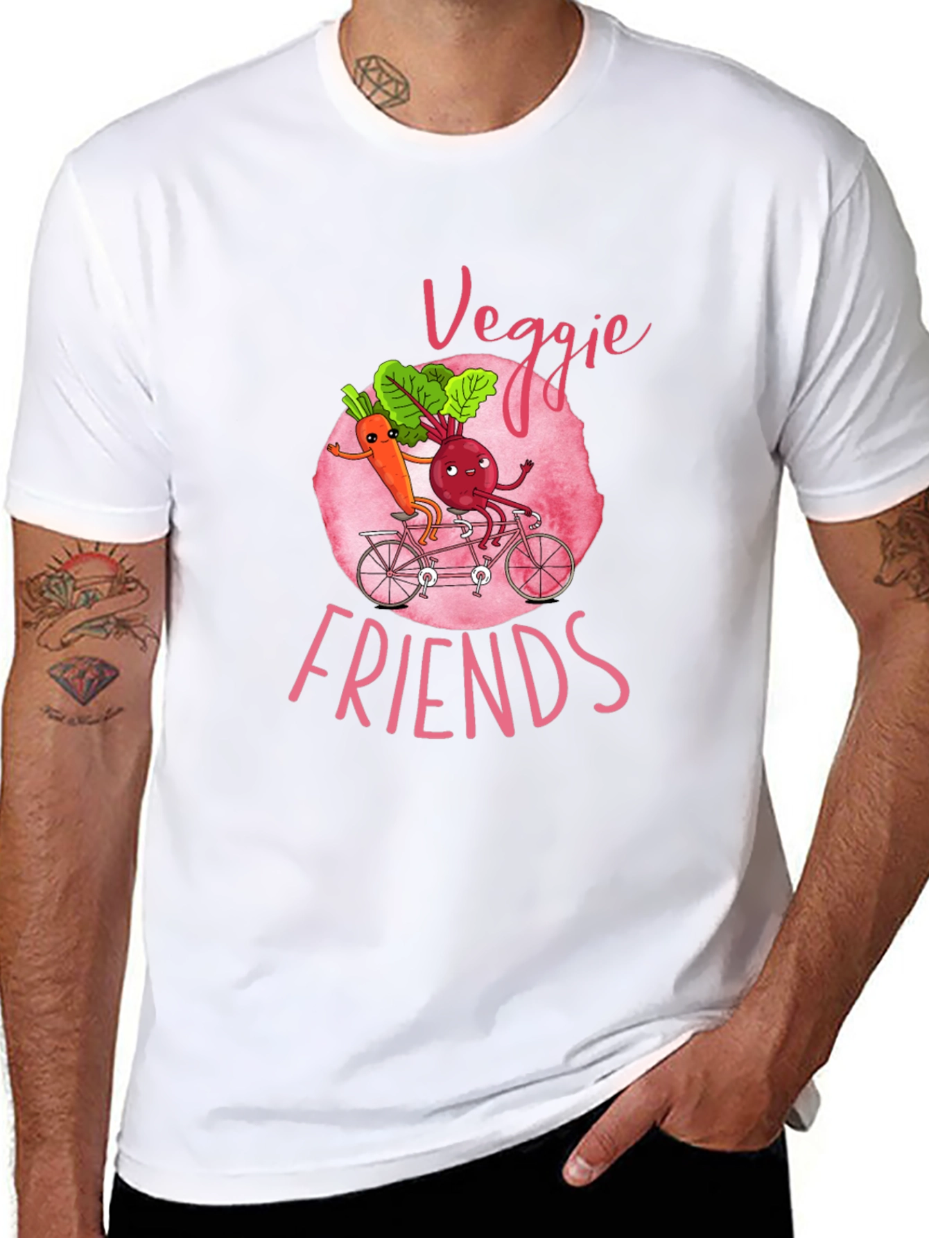 Black Veggie Friends Graphic T-Shirt - Cute Cartoon Design view 8