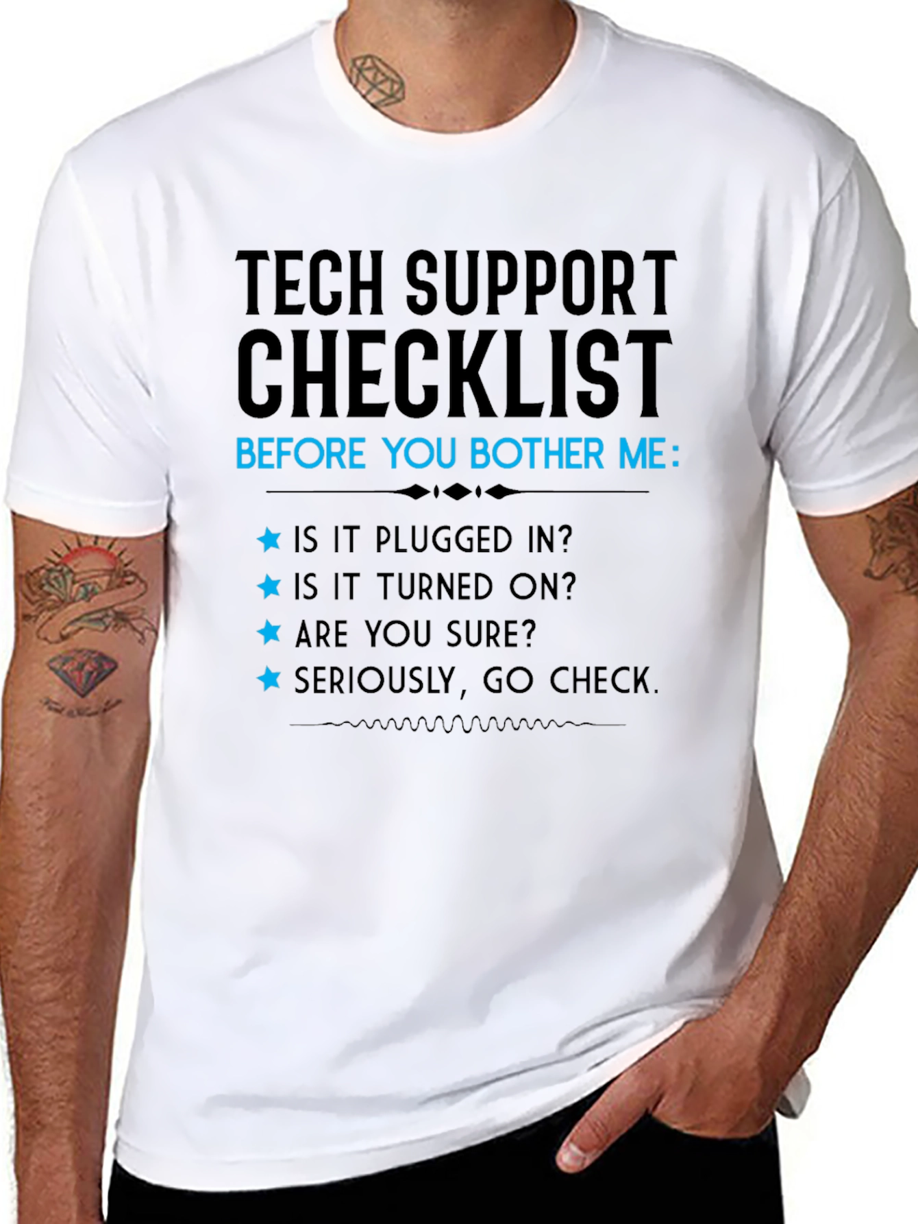 Black Tech Support Checklist T-Shirt view 8