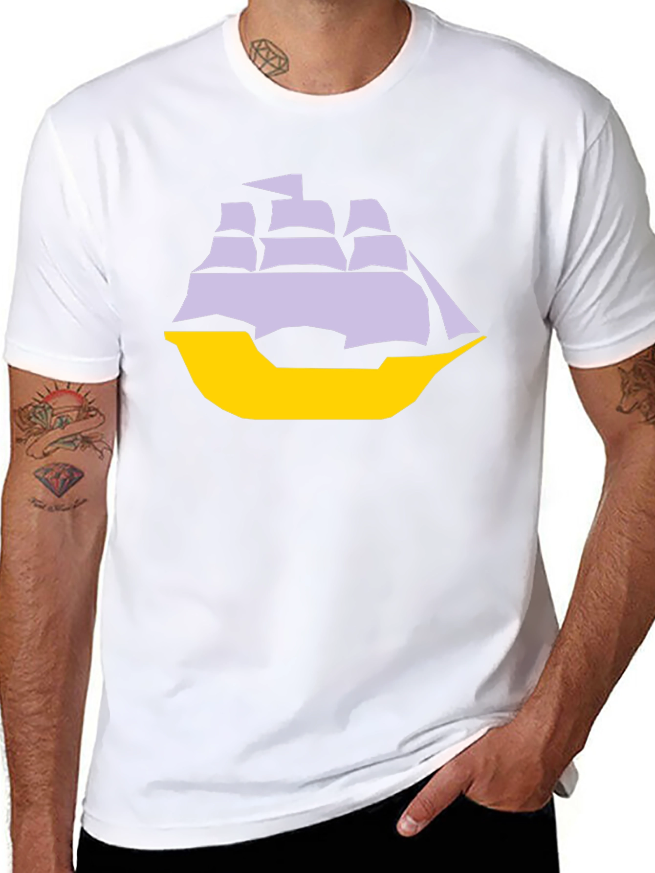 Black Sailboat Graphic Tee - Black Cotton Blend T-Shirt view 8