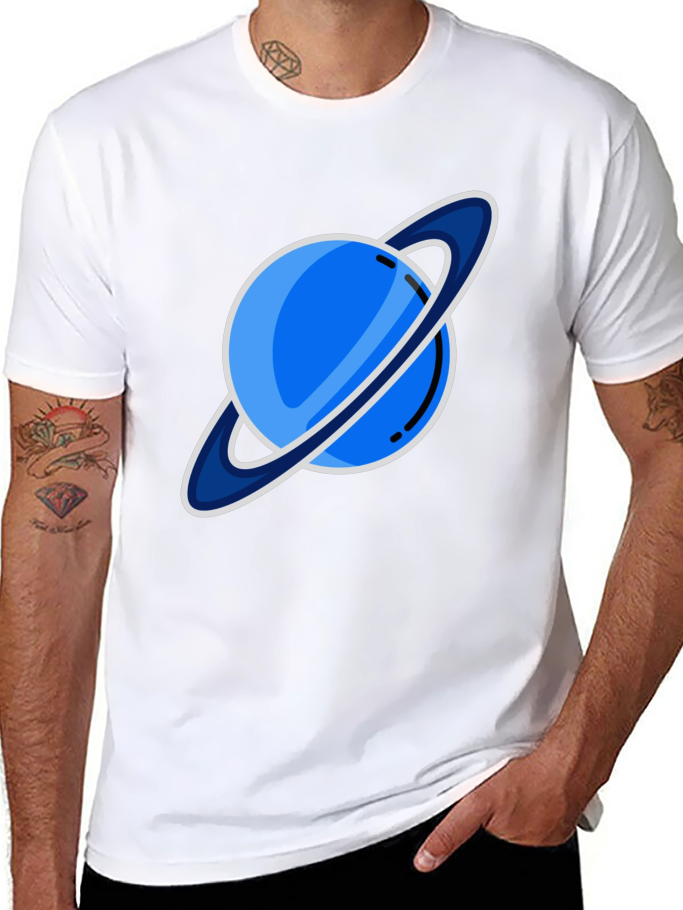 Black Saturn Graphic T-Shirt - Black view 8