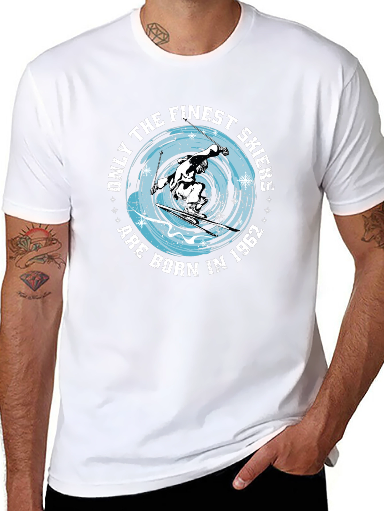 Black Finest Skiers Born in 1962 Graphic Tee view 8