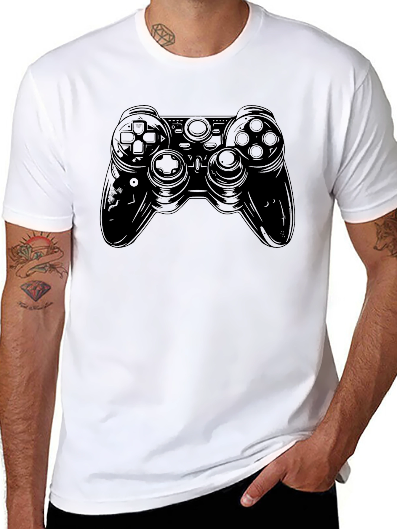 Black Gaming Controller Graphic Tee - Black view 8