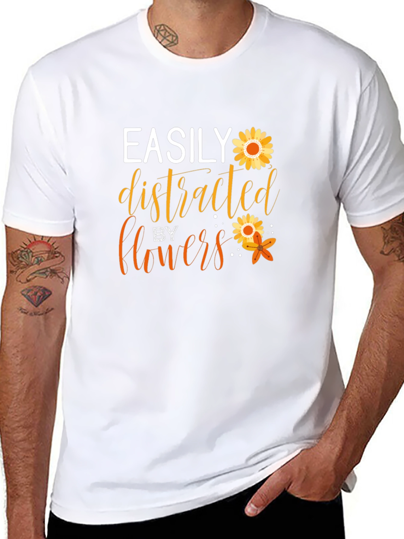 Black Easily Distracted By Flowers Graphic Tee view 8