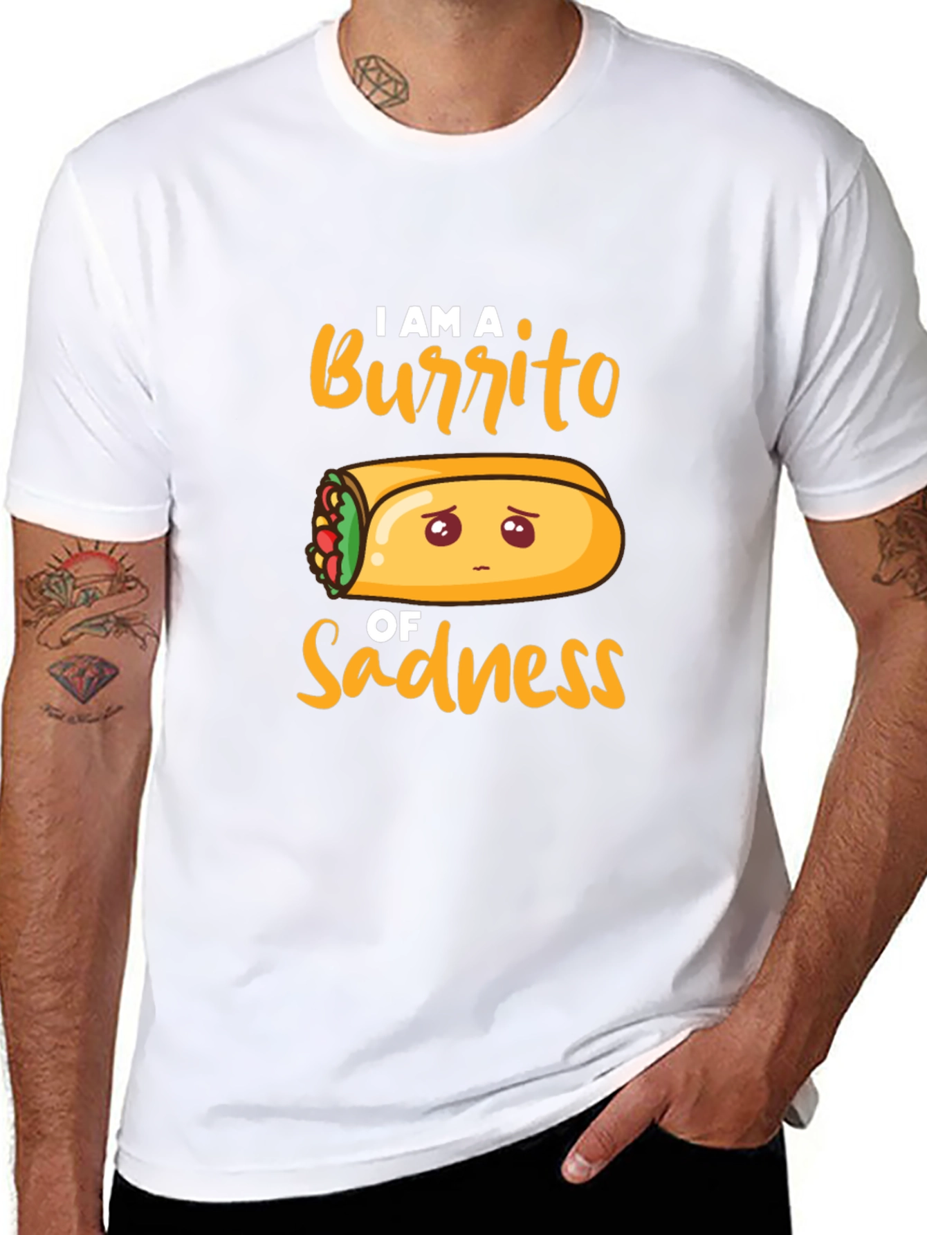 Black Sad Burrito Graphic T-Shirt - Unisex Cotton Tee view 8