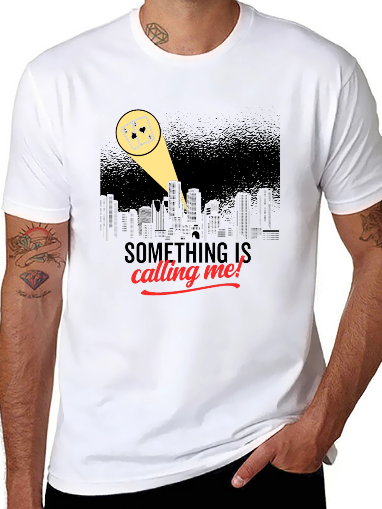 Black Calling Me T-Shirt - Gambling Spotlight Design view 8