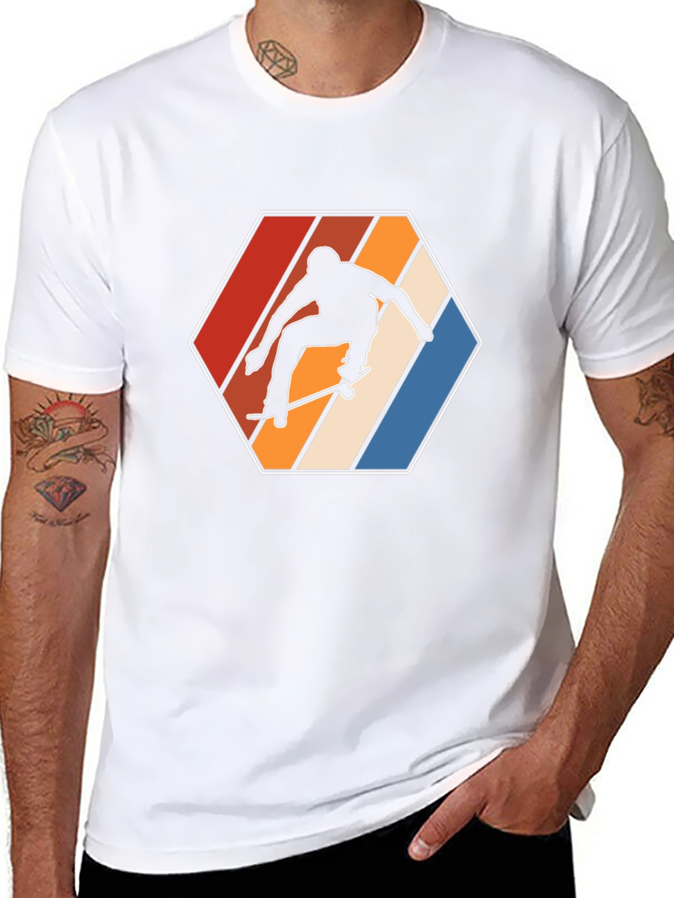 Black Retro Skateboarder Graphic T-Shirt view 8