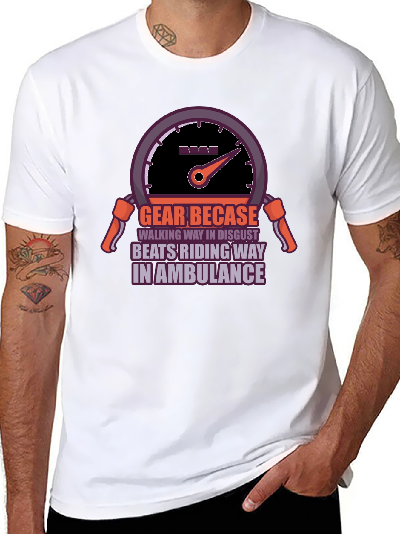 Black Gear Because T-Shirt - Riding in Ambulance Graphic Tee view 8