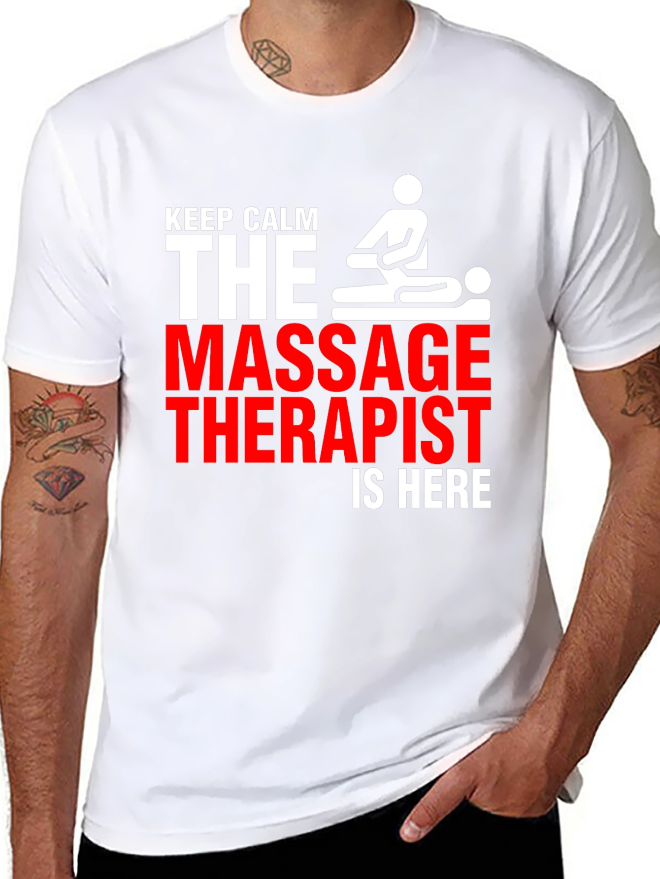 Black Keep Calm Massage Therapist T-Shirt view 8