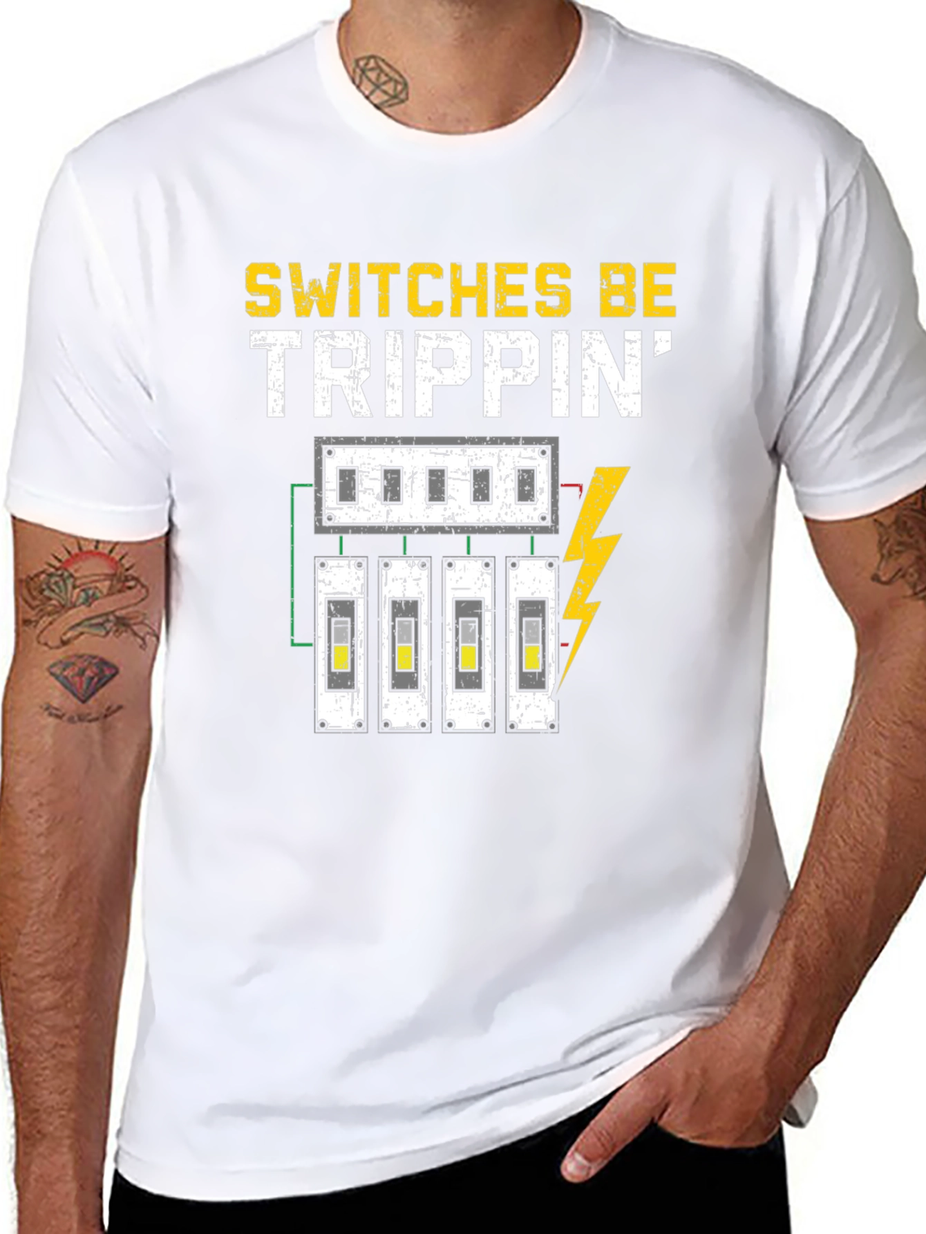 Black Switches Be Trippin' Funny Electrician T-Shirt view 8