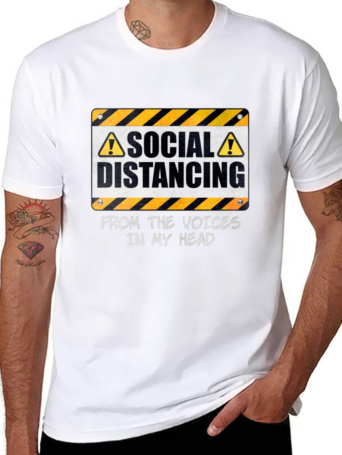 Black Social Distancing From Voices T-Shirt view 8