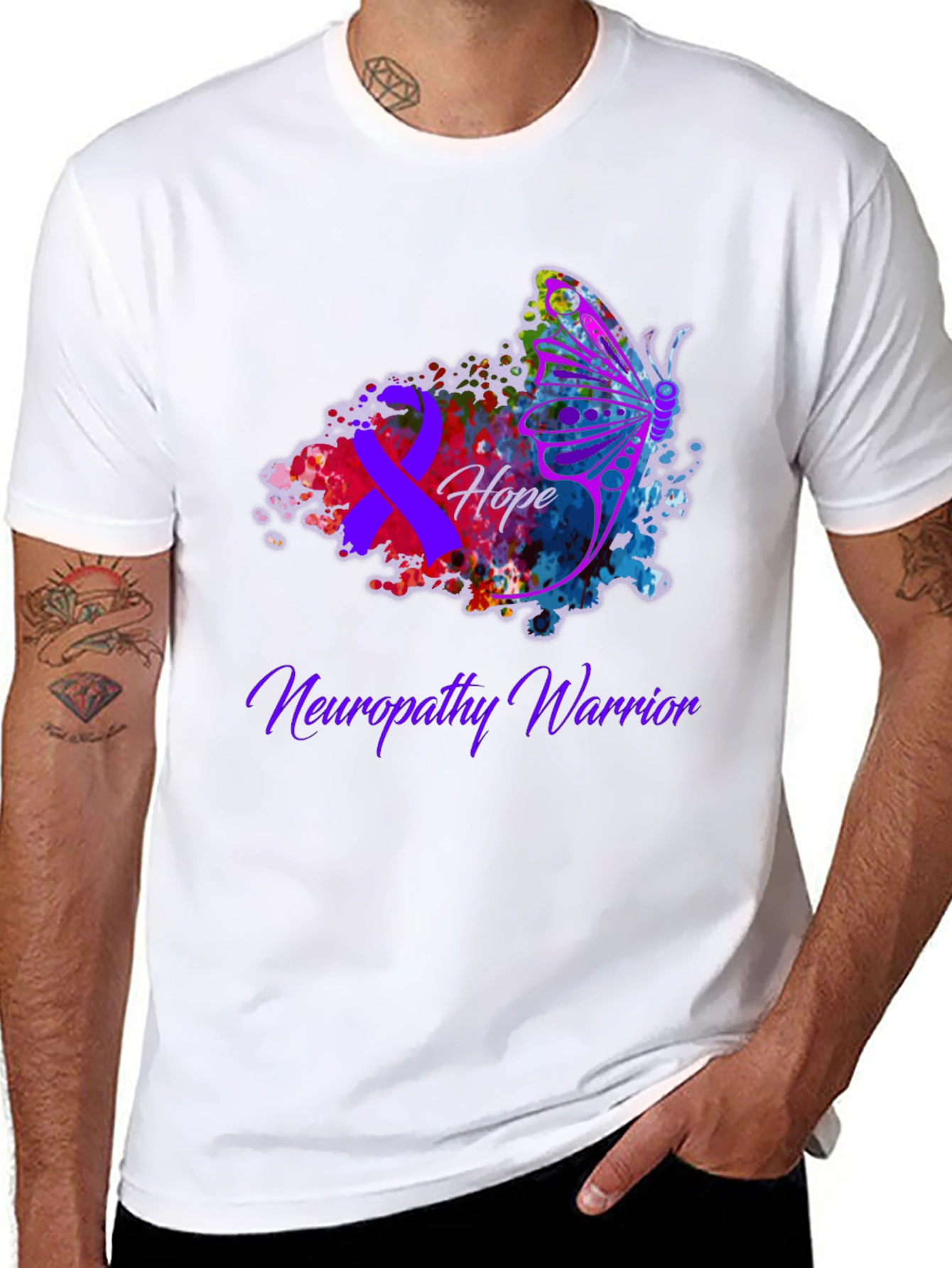 Neuropathy Warrior Butterfly Hope Awareness T-Shirt - 8