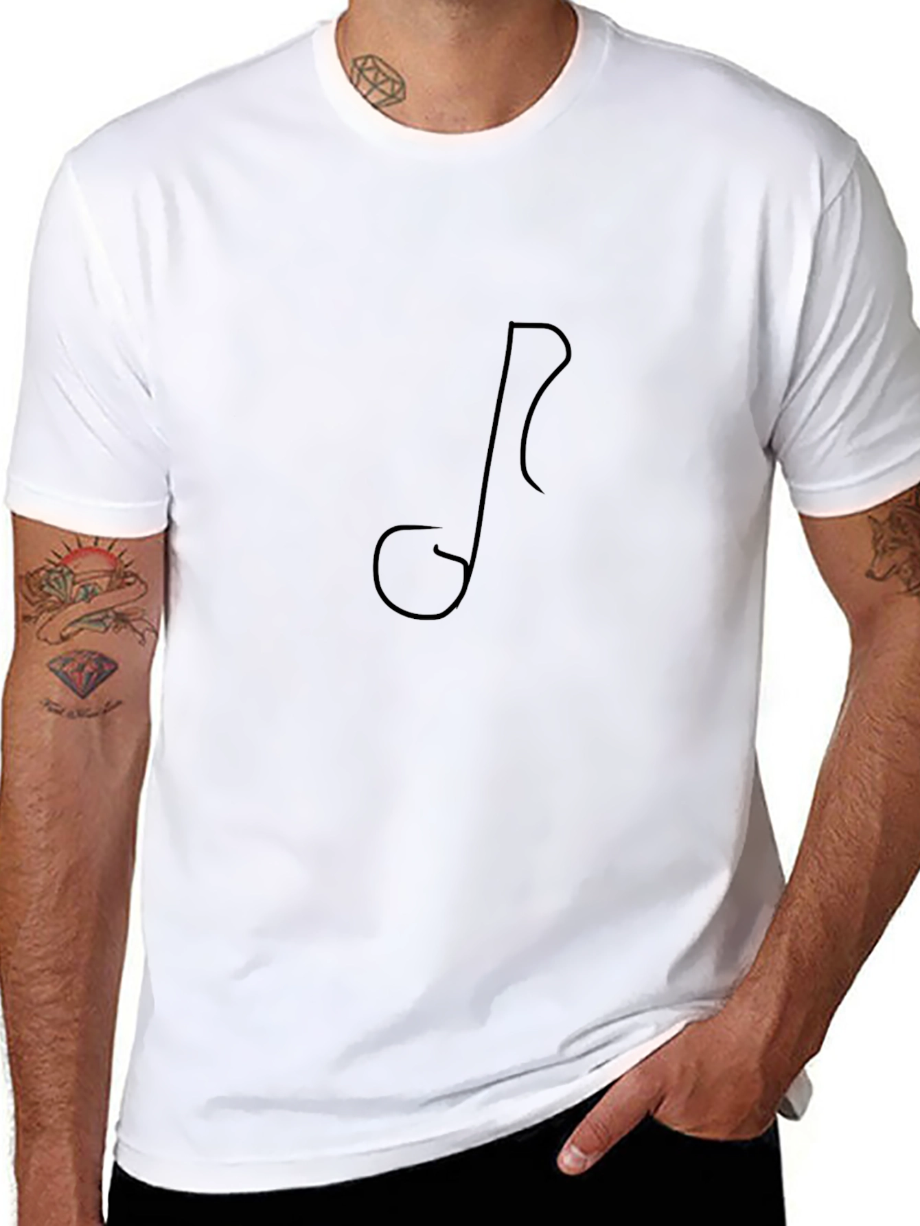 Black Minimalist Music Note Black T-Shirt view 8