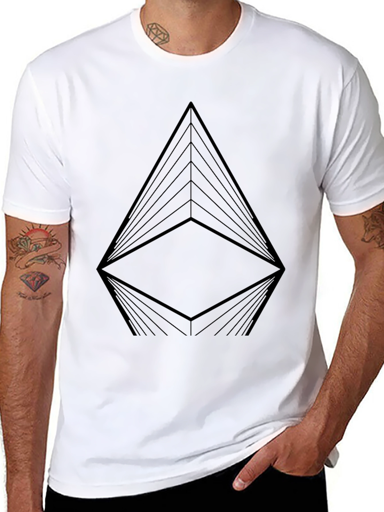 Black Geometric Black T-Shirt view 8