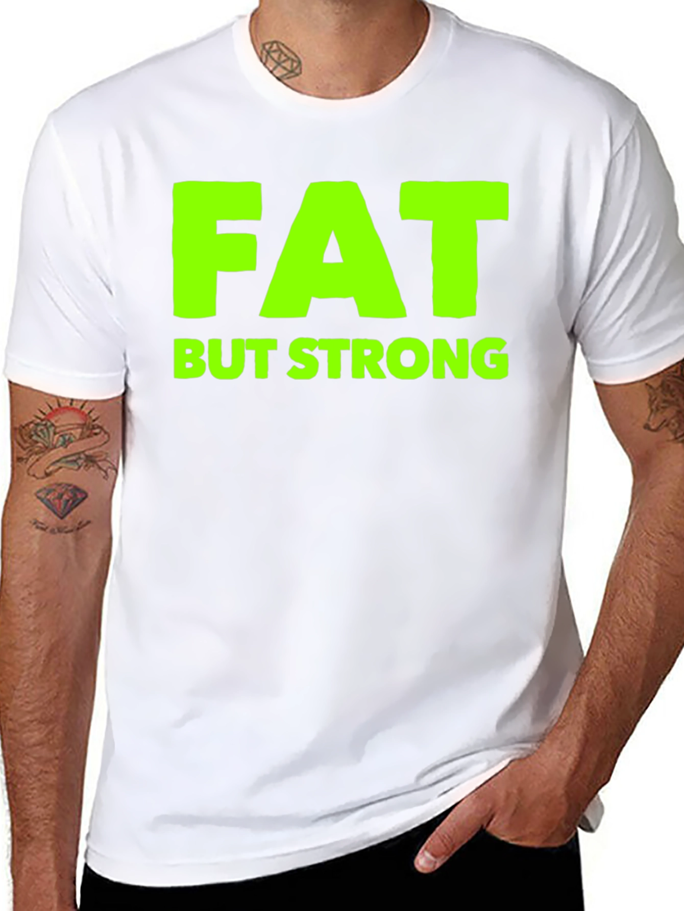 Black Fat But Strong Graphic Tee - Black view 8