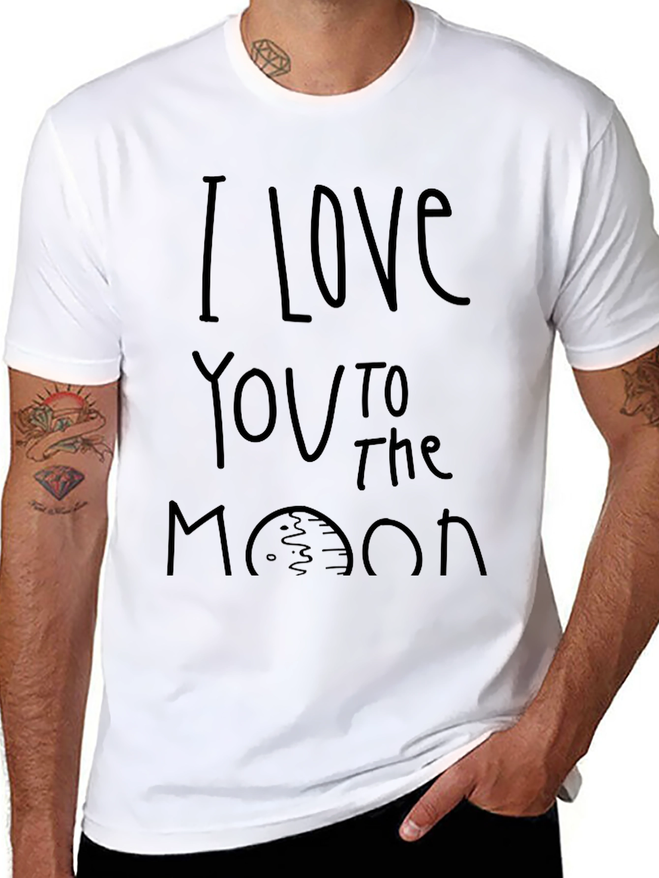 Black I Love You To The Moon Black Tee view 8