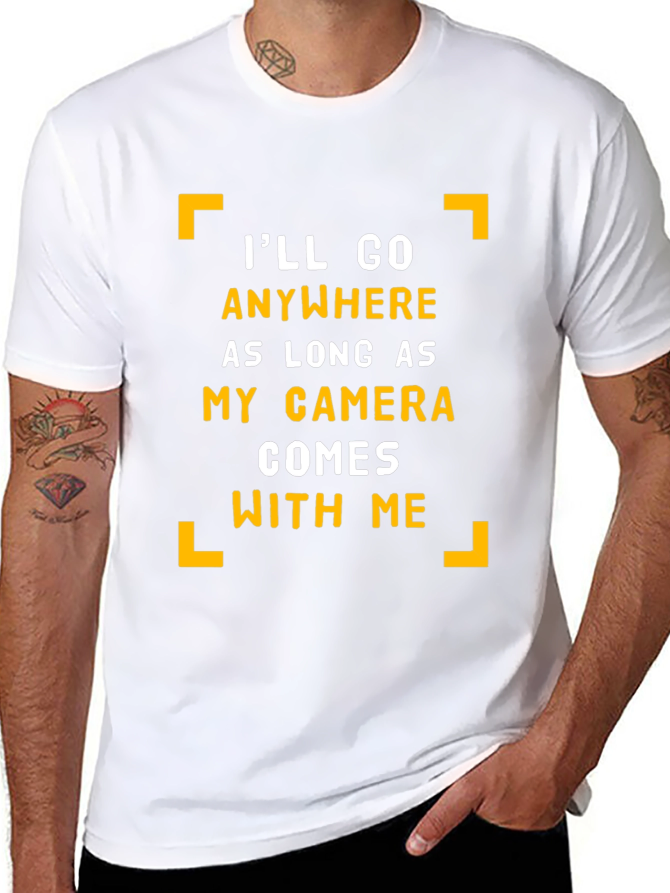 Black Camera Lover's Black T-Shirt - I'll Go Anywhere Graphic Tee view 8