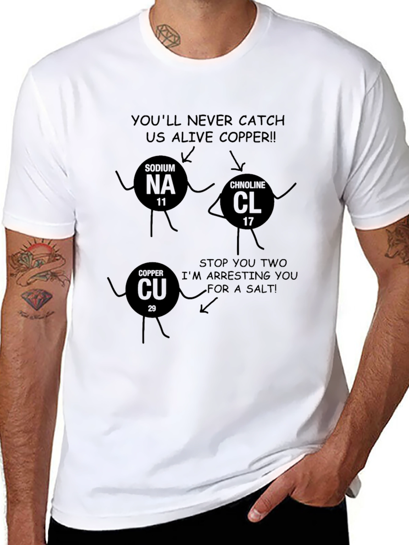Black Funny Chemistry T-Shirt - You'll Never Catch Us Alive Copper view 8