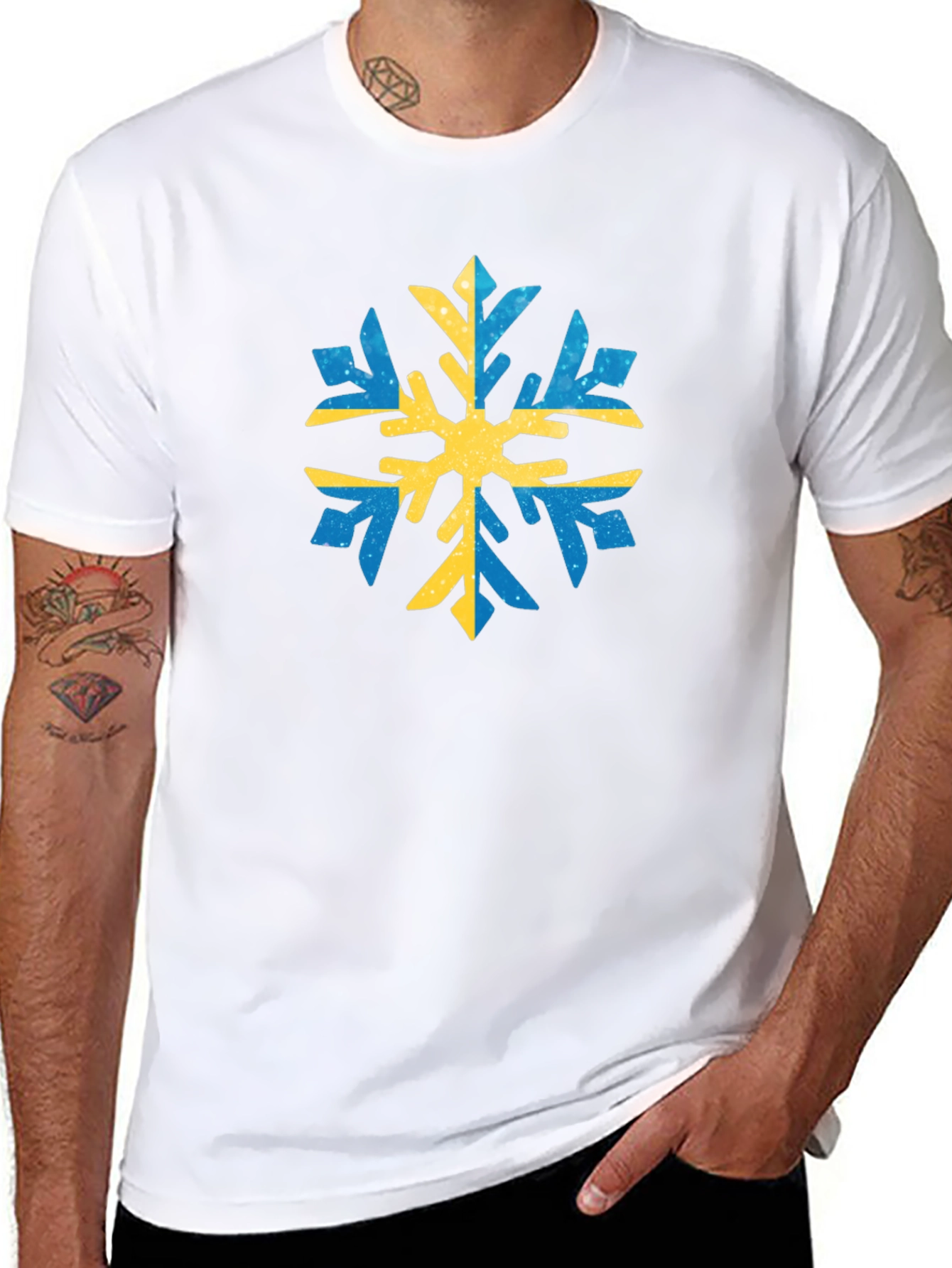 Black Swedish Snowflake Graphic Tee - Black Cotton view 8