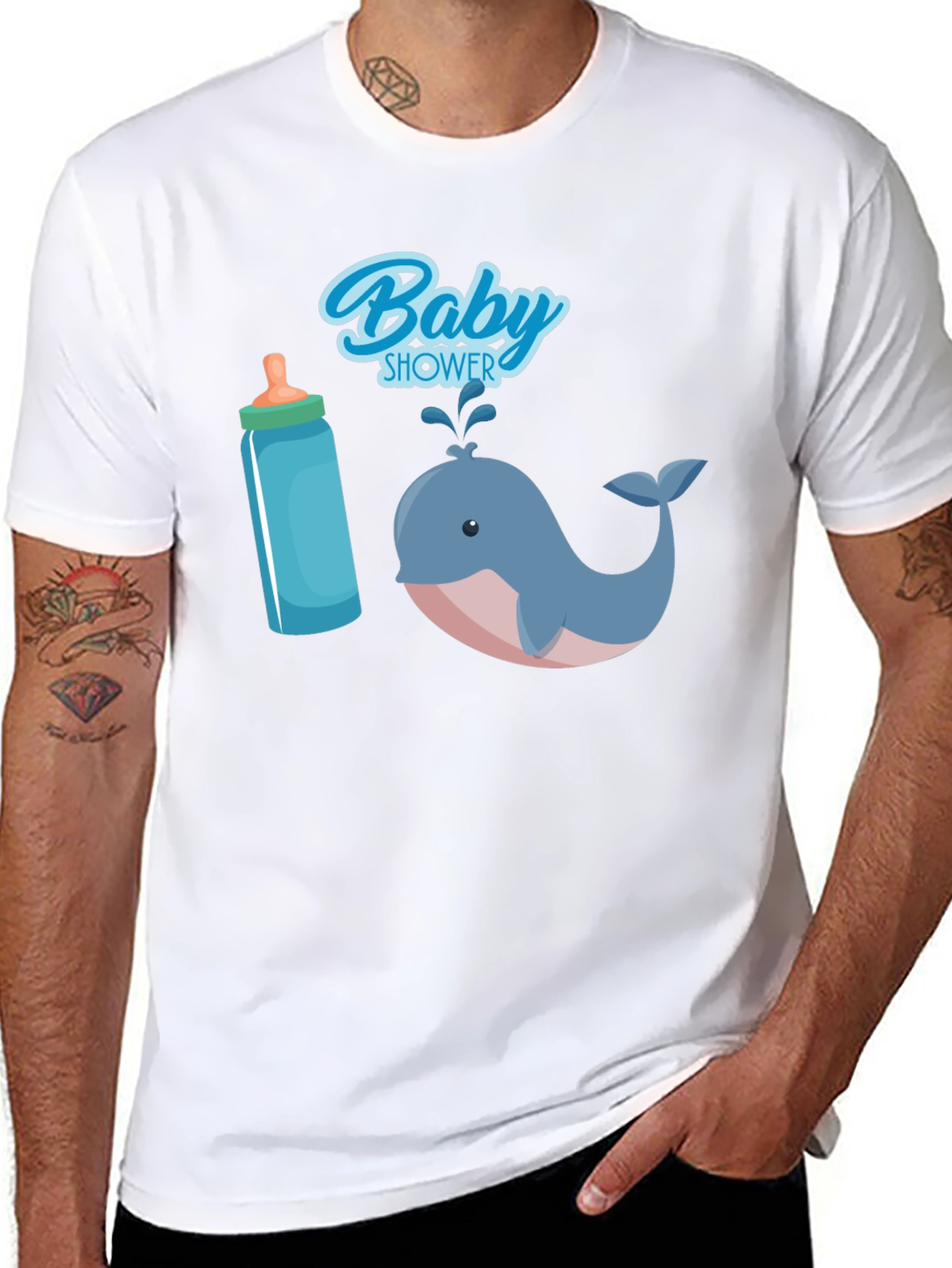 Black Baby Shower Whale T-Shirt view 8