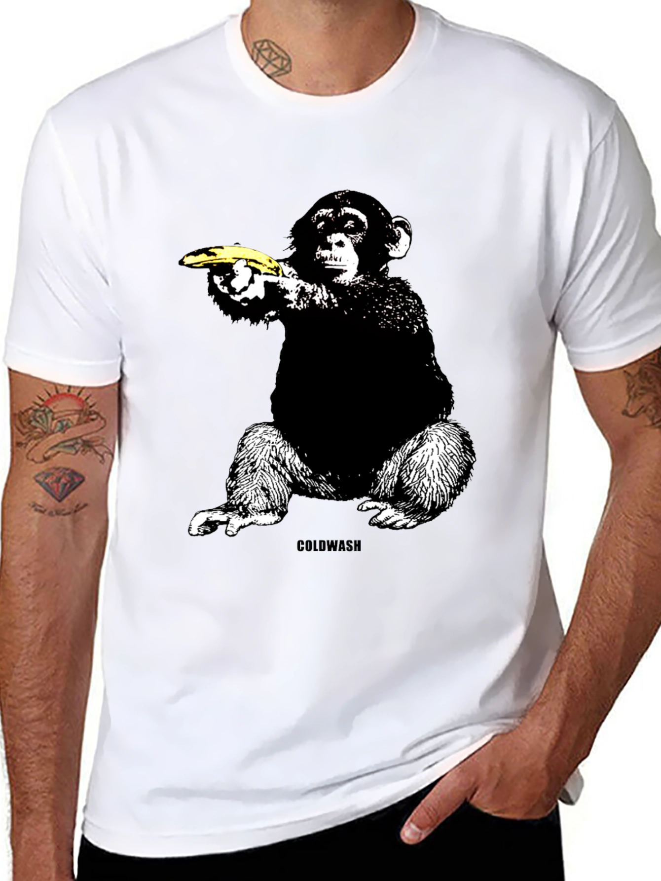Black Banana Gun Monkey T-Shirt - Unique Graphic Tee view 8