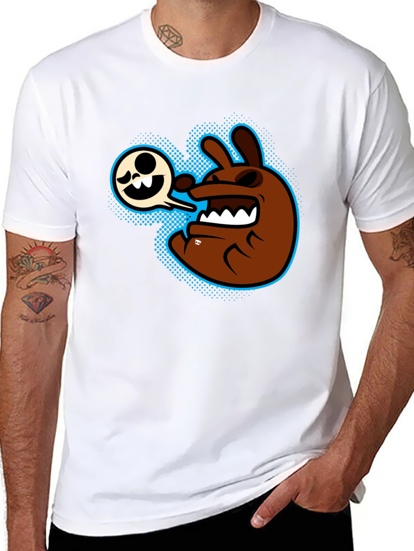 Black Cartoon Character Graphic T-Shirt - Men's Black Tee view 8