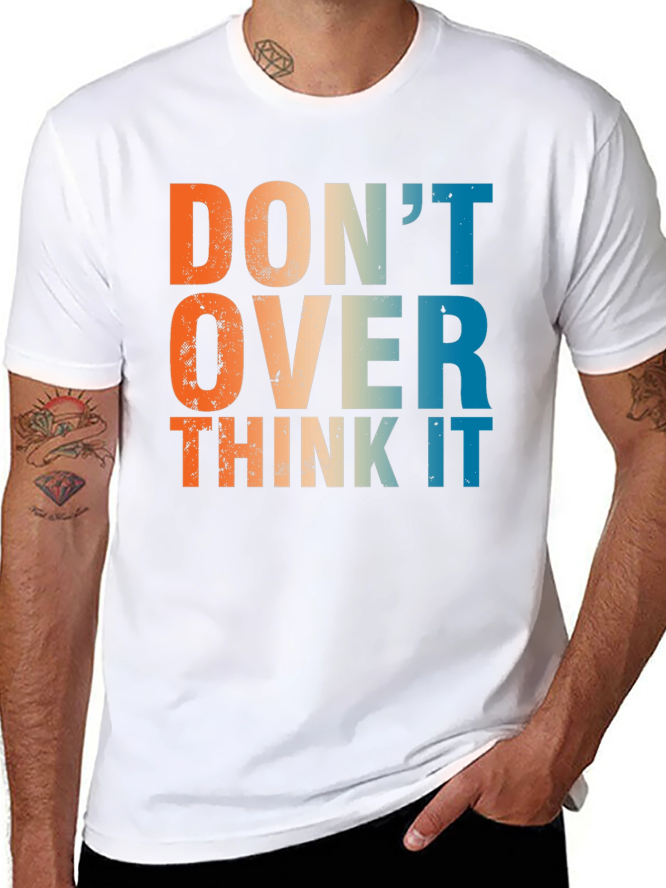 Black Don't Over Think It - Retro Graphic T-Shirt view 8