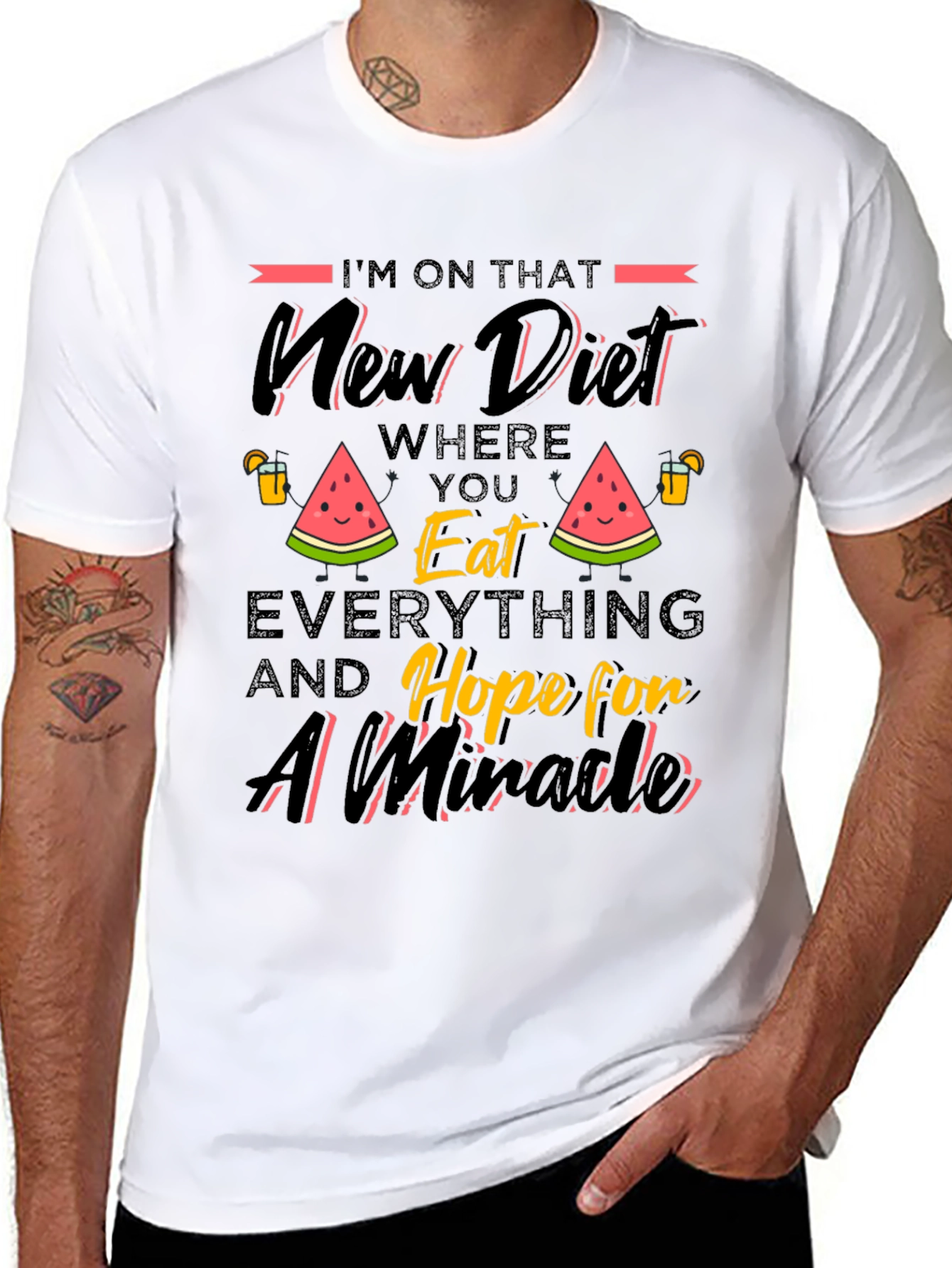 Black Funny Diet T-Shirt - Eat Everything and Hope view 8