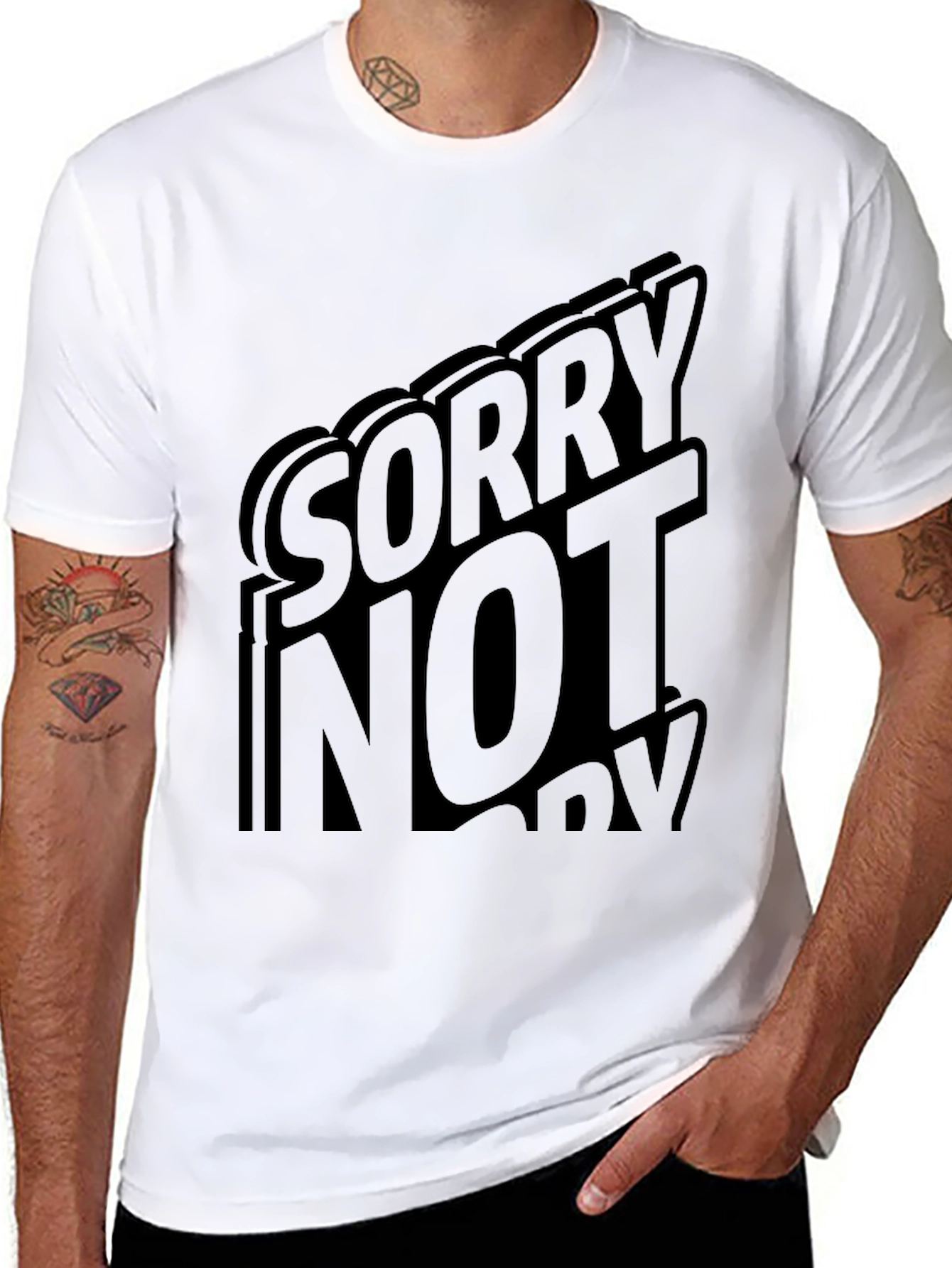 Black Sorry Not Sorry Black Graphic T-Shirt view 8