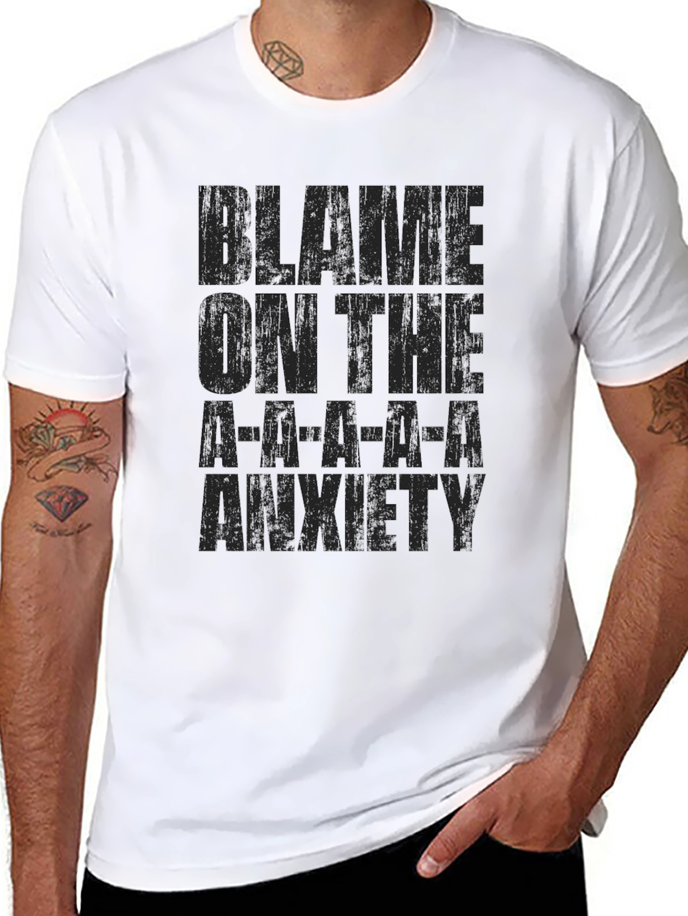 Black Blame on the Anxiety Graphic T-Shirt view 8
