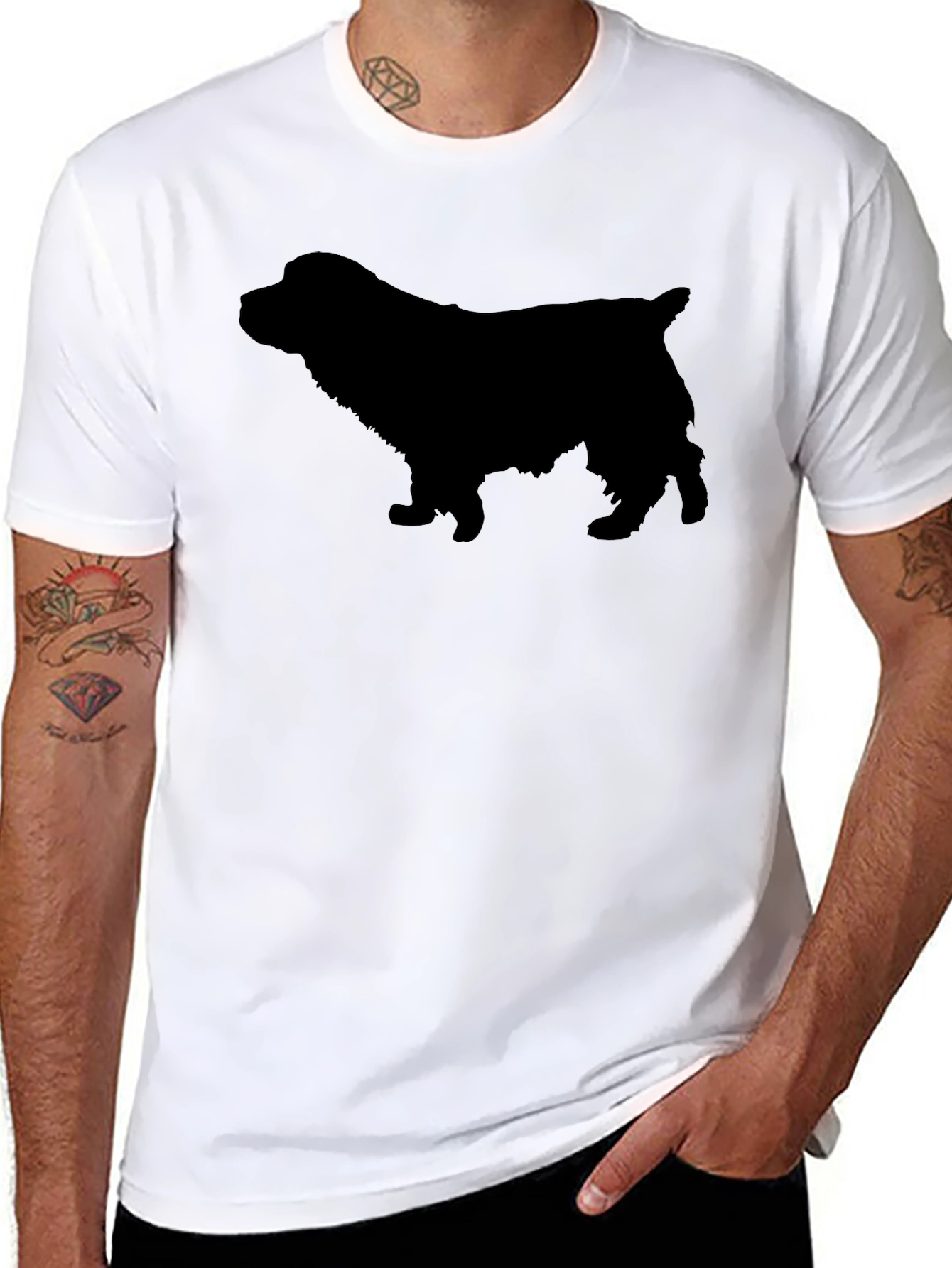 Black Black Spaniel Dog Silhouette T-Shirt view 8
