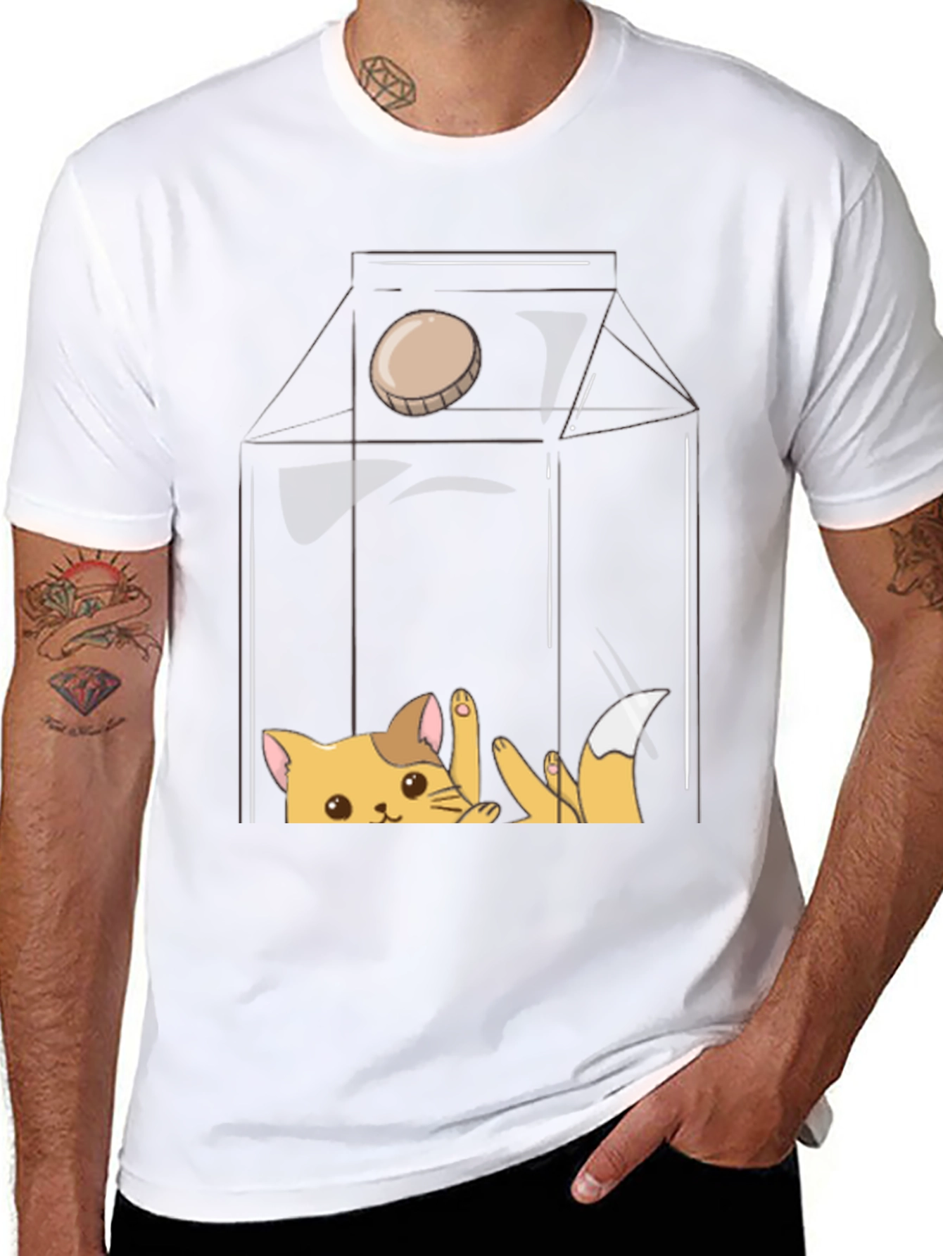 Black Cat Milk Carton Graphic Tee view 8