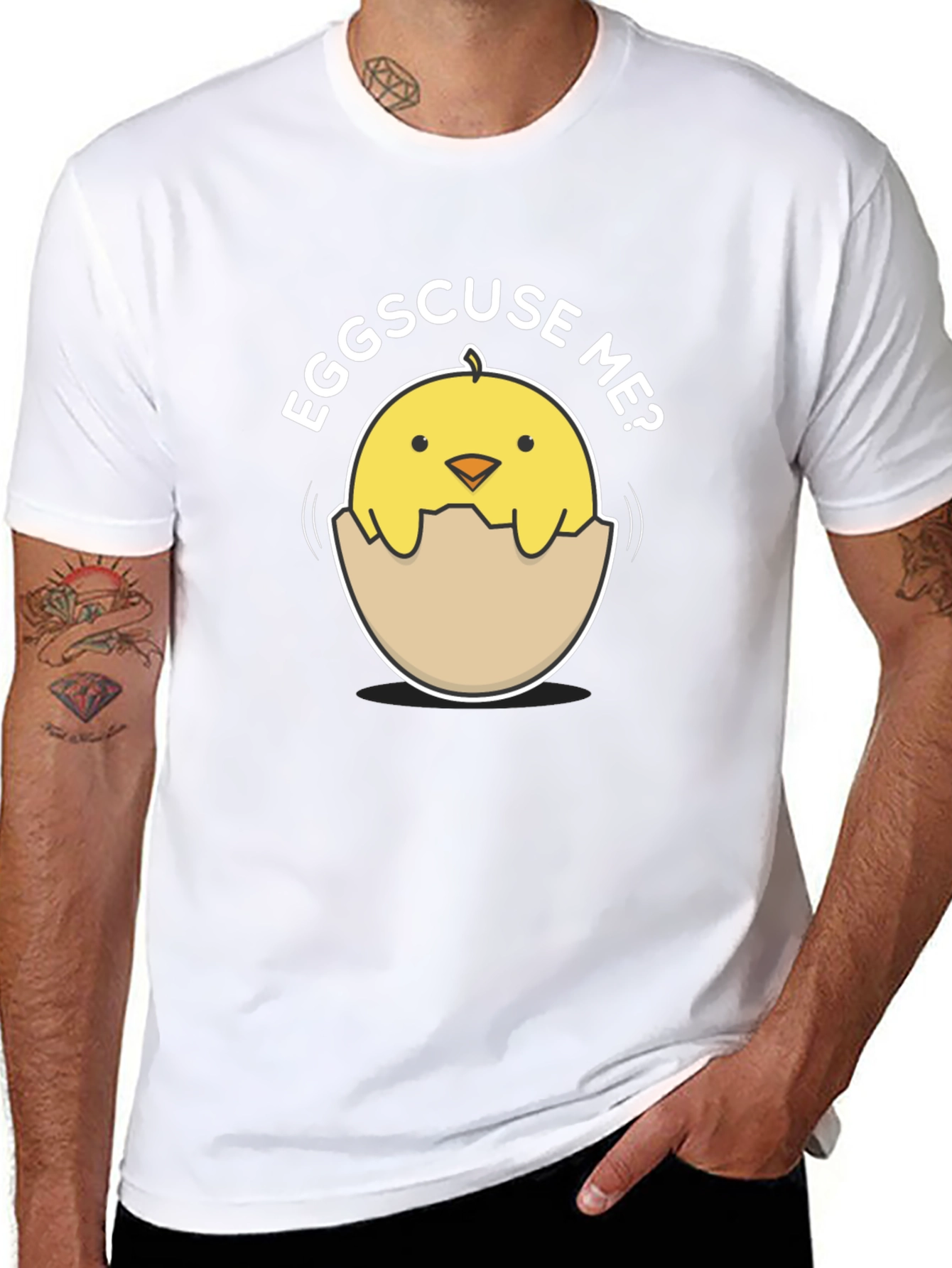 Black Funny Eggscuse Me Chick T-Shirt view 8