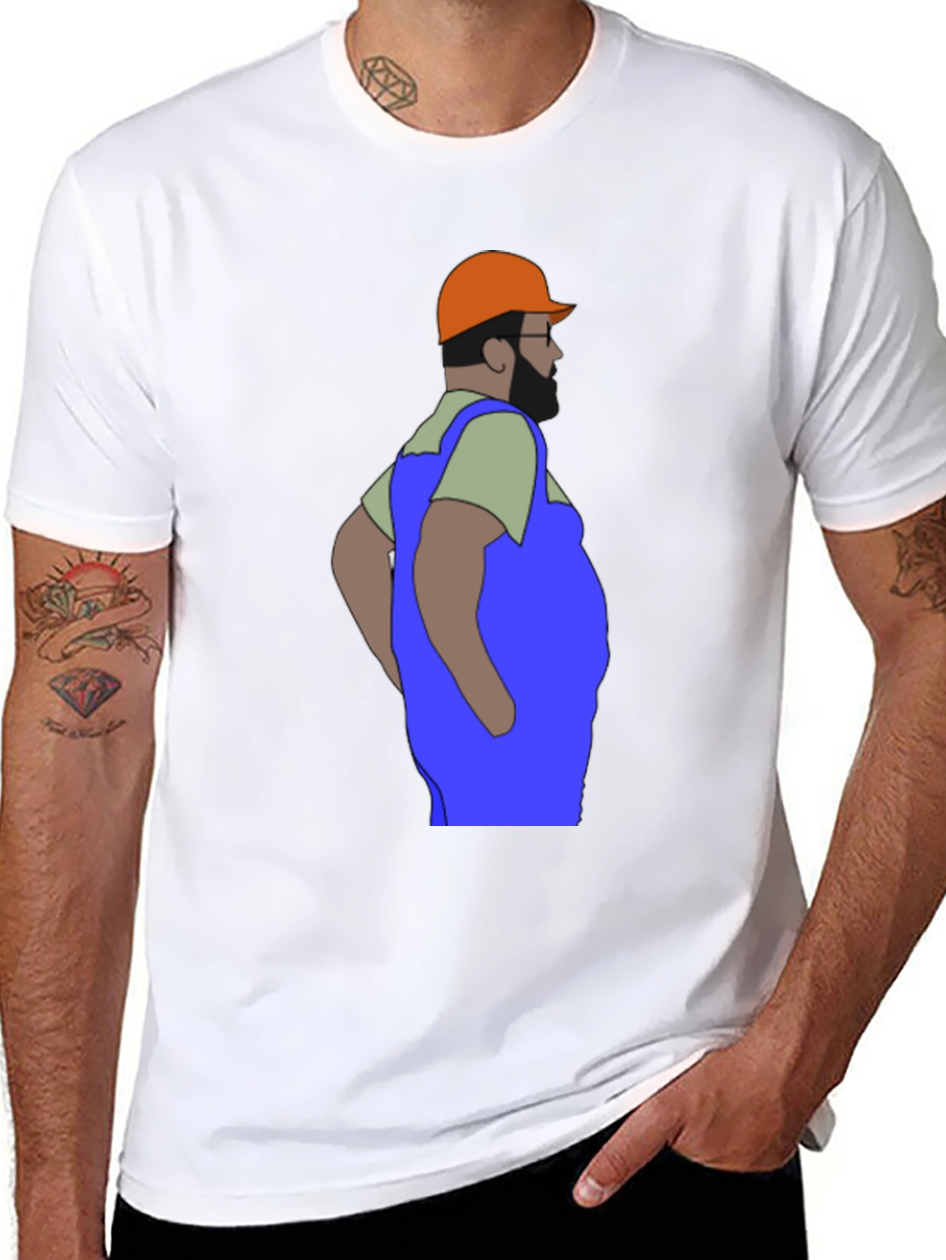 Black Cartoon Plumber Graphic T-Shirt view 8